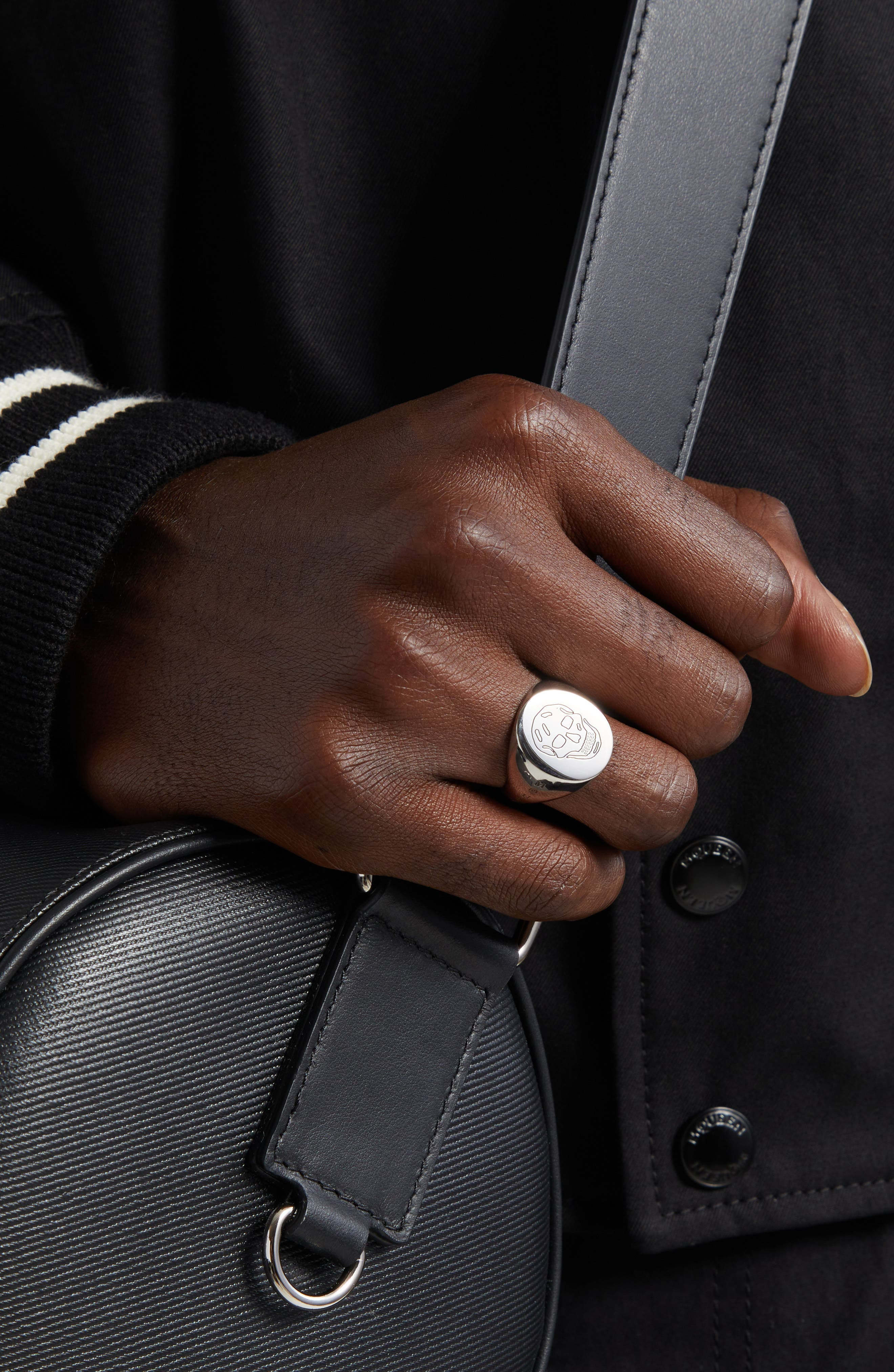 McQueen Men's Skull Signet Ring in Silver at Nordstrom - 4