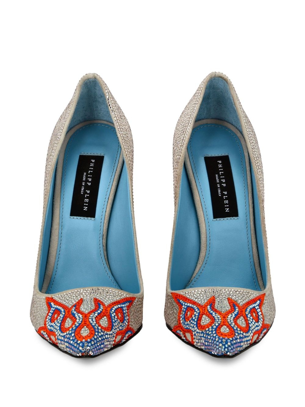 120mm rhinestone-embellished suede pumps - 3