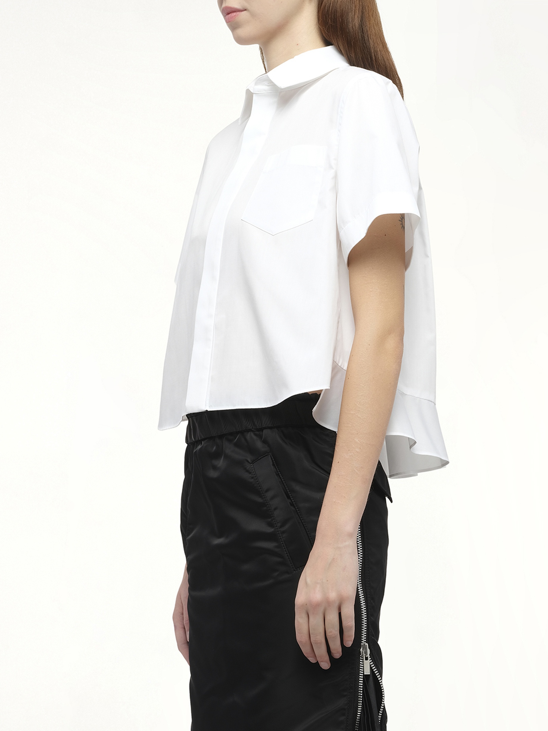 Frill Poplin Shirt in Off White - 5
