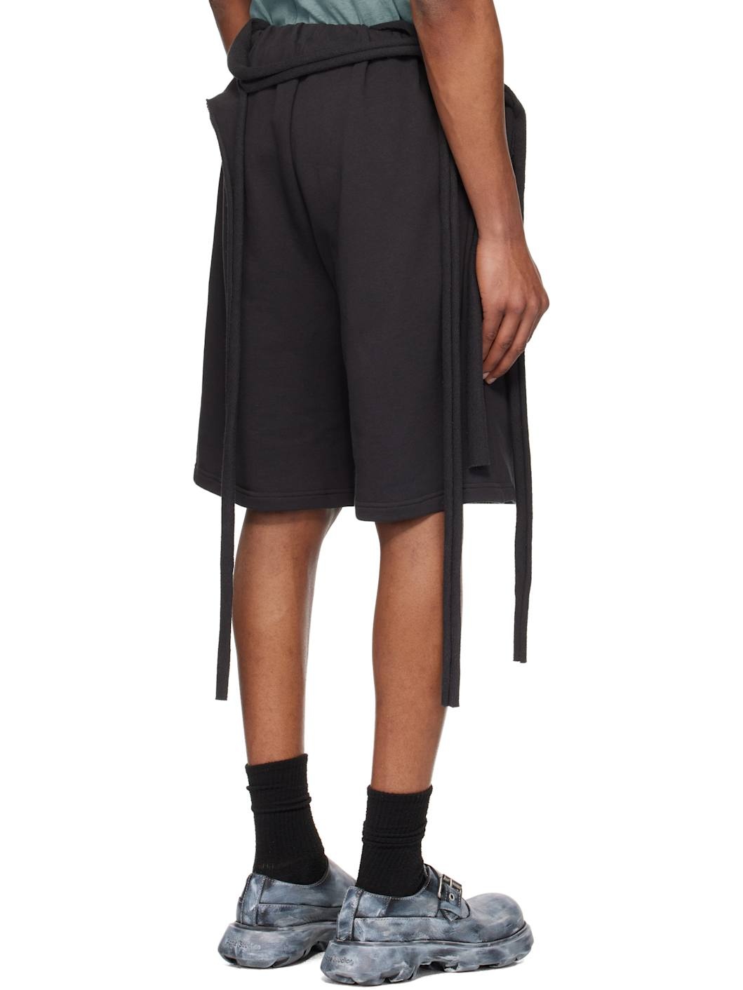 Black Wrap Track Shorts - 3