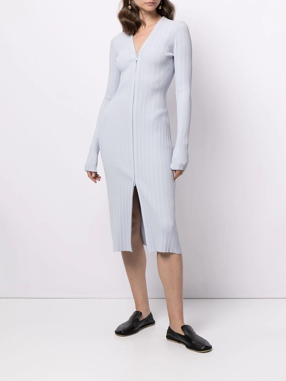 ribbed knitted cardigan dress - 2