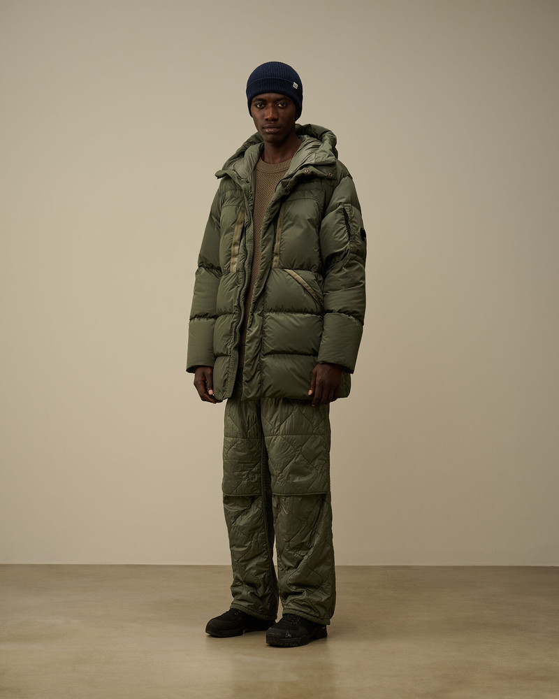 C.P. Company Nycra-R Hooded Long Down Jacket | REVERSIBLE