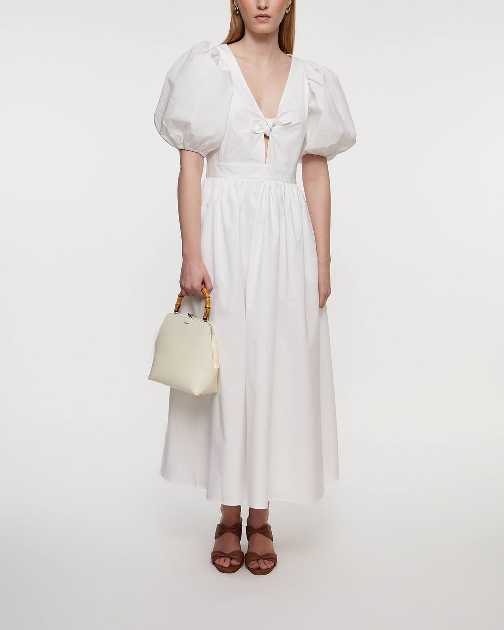 Dress Puff Sleeve Midi  White - 3