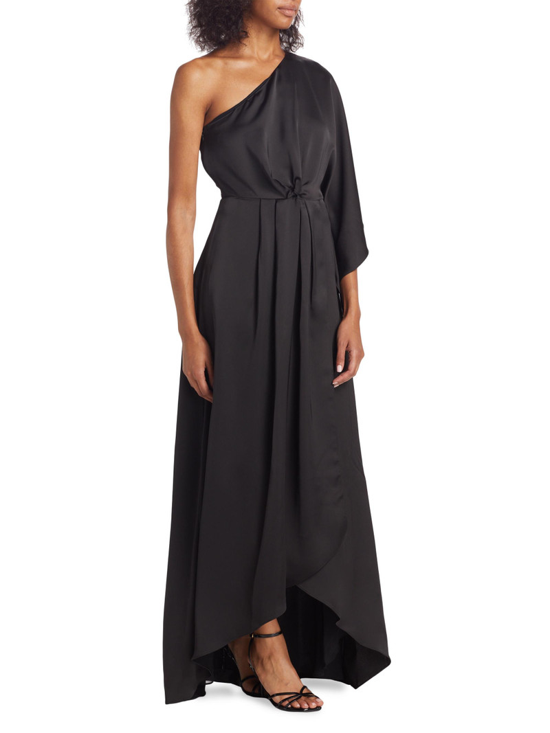 Women's Simone Knot-Front Satin Gown - Black 4