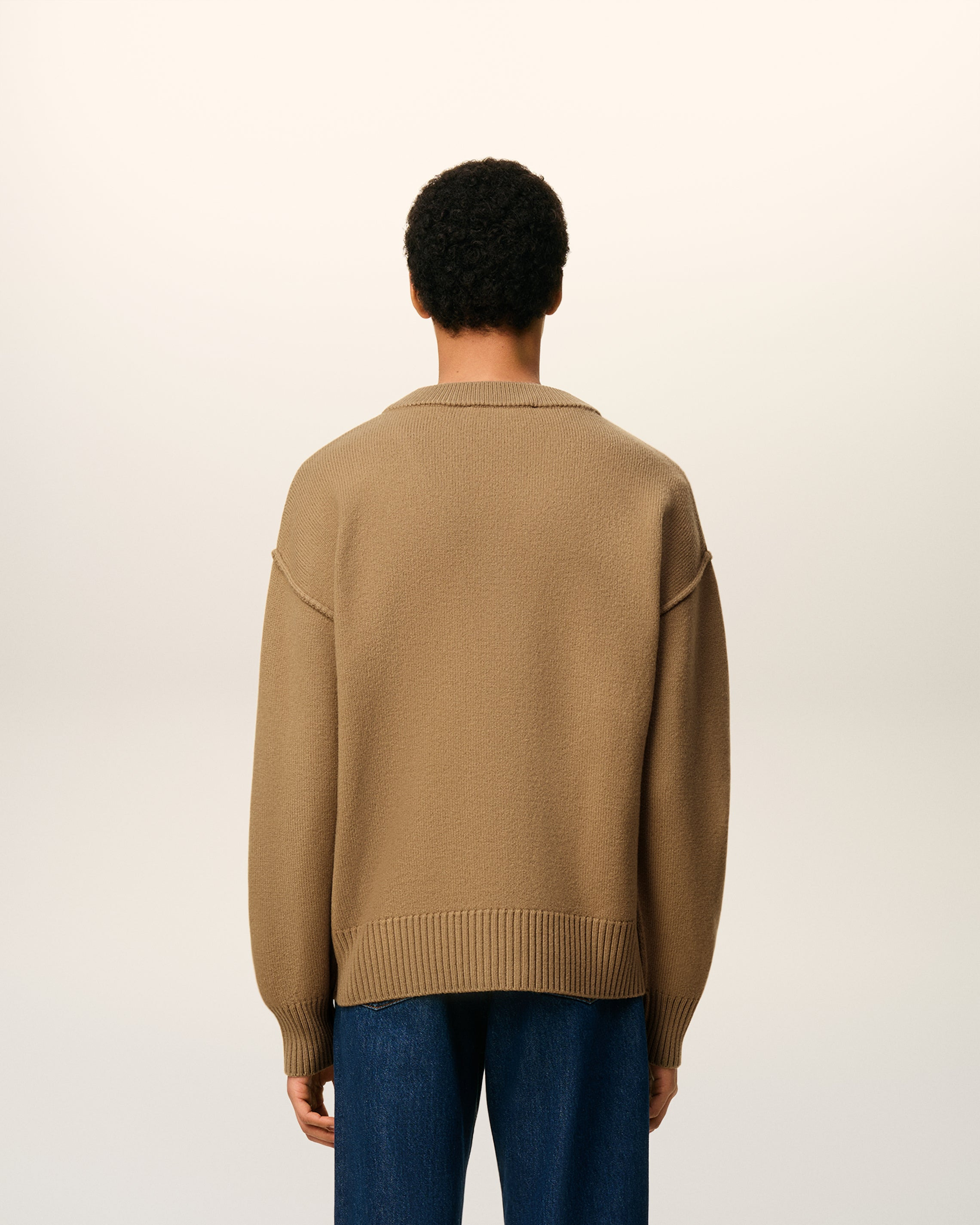 BROWN WOOL AMI DE COEUR CARDIGAN - 15