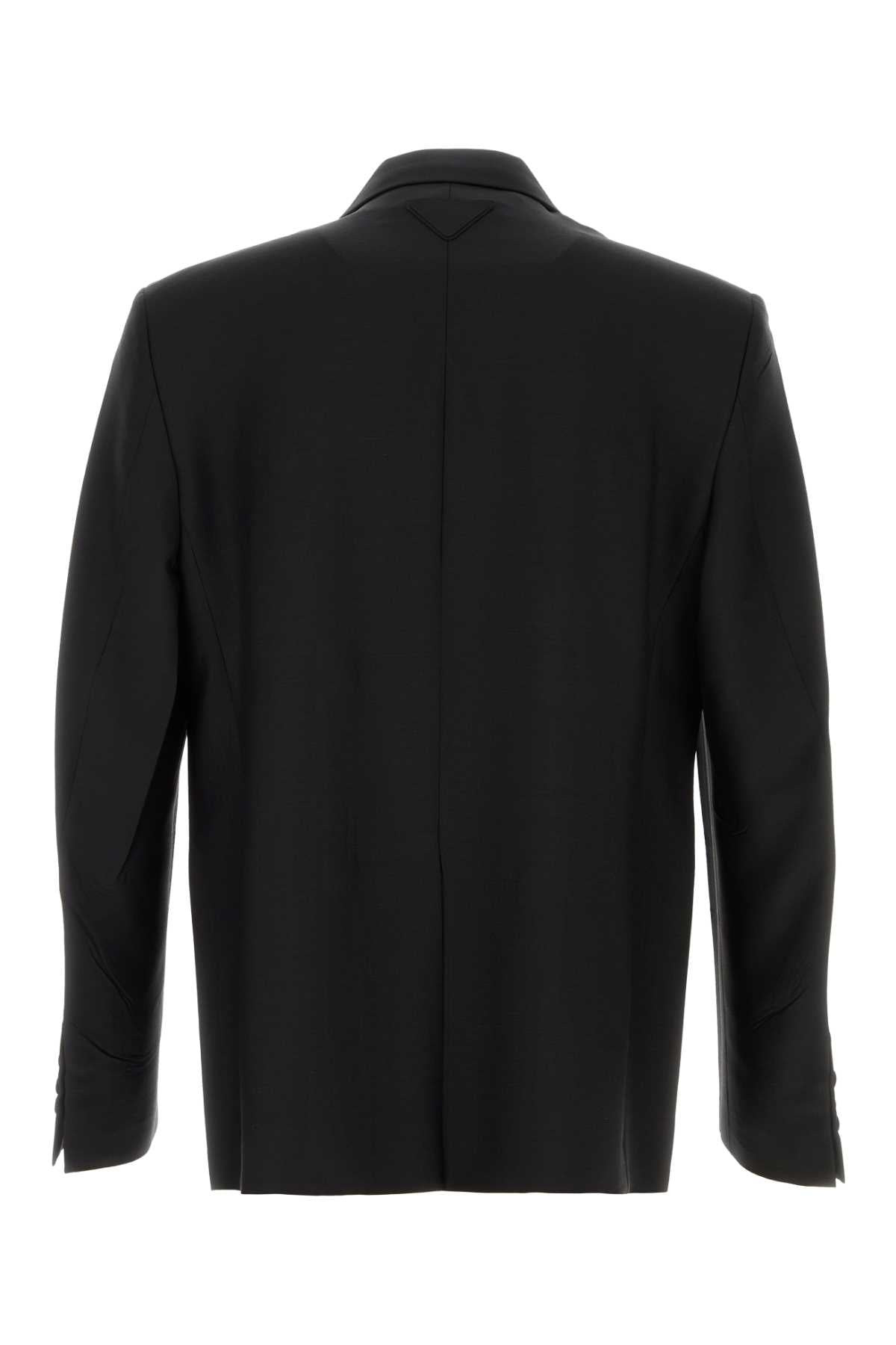 Prada Men Black Mohair Blend Blazer - 2