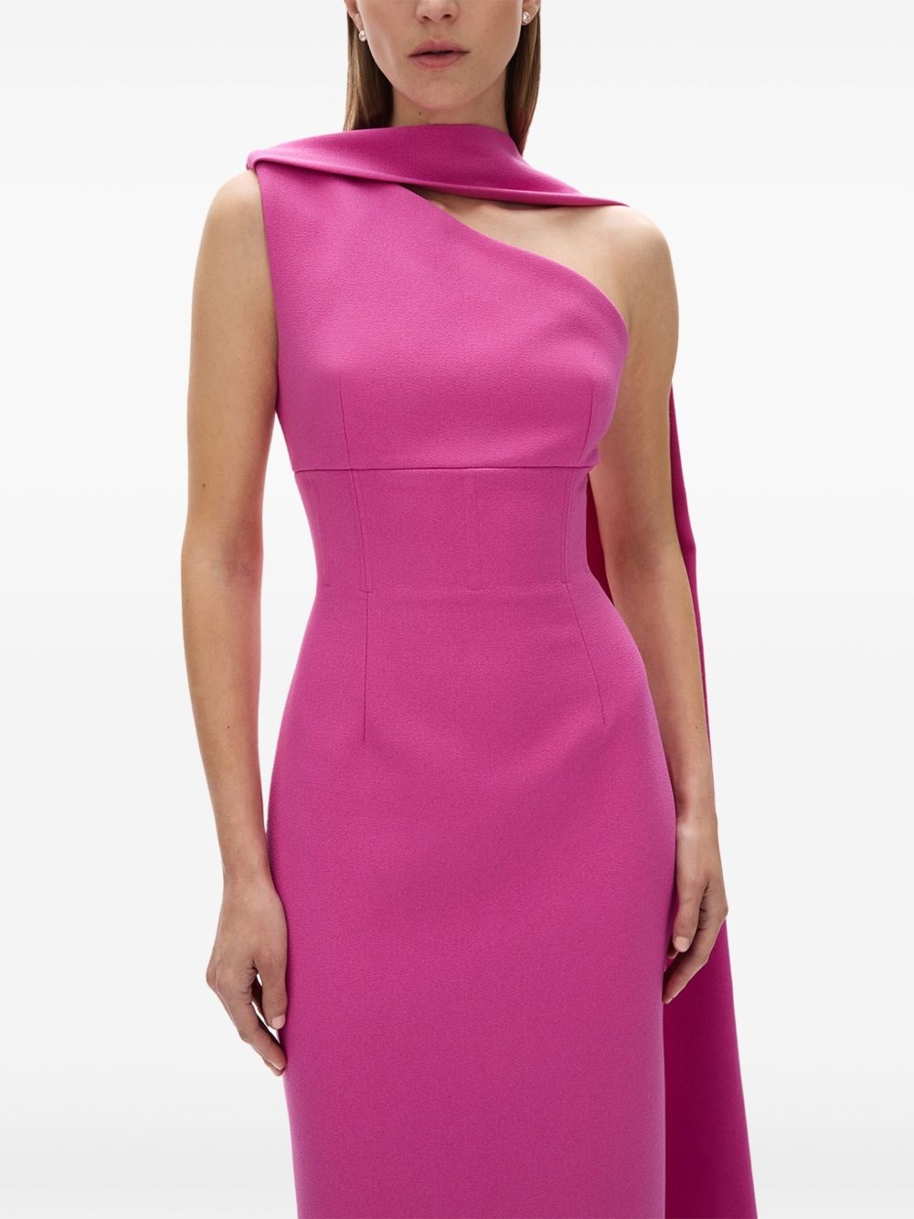 Clara asymmetrical cape-detail dress - 5
