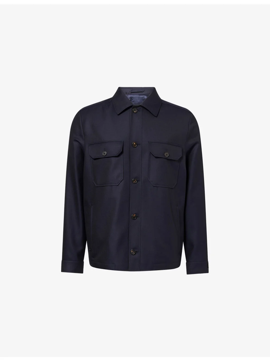 Travel Pointed-Collar Virgin-Wool Overshirt - 1