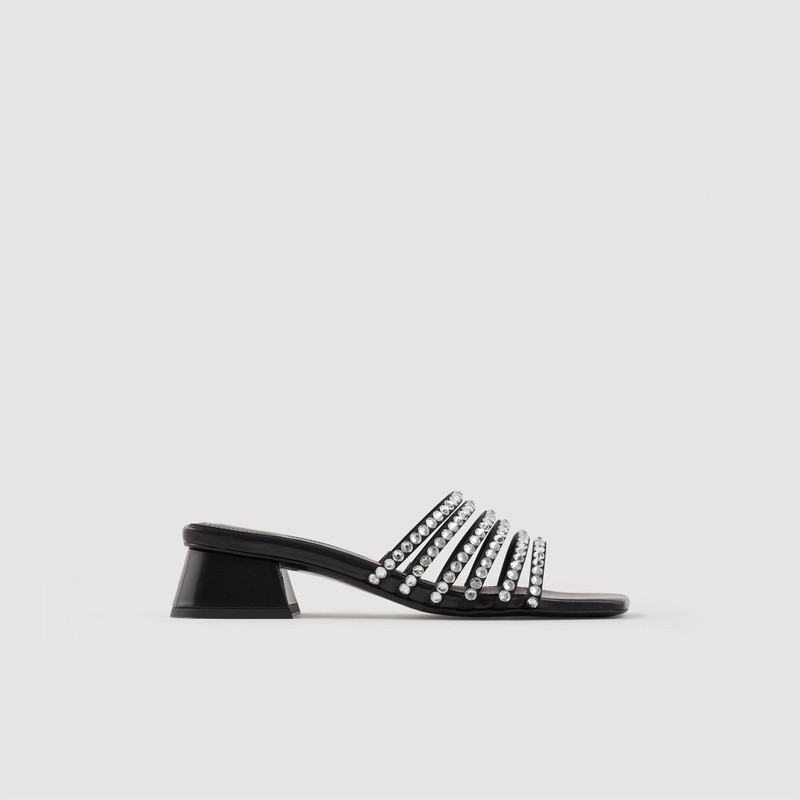 rhinestone-embellished 55mm leather mules - 1