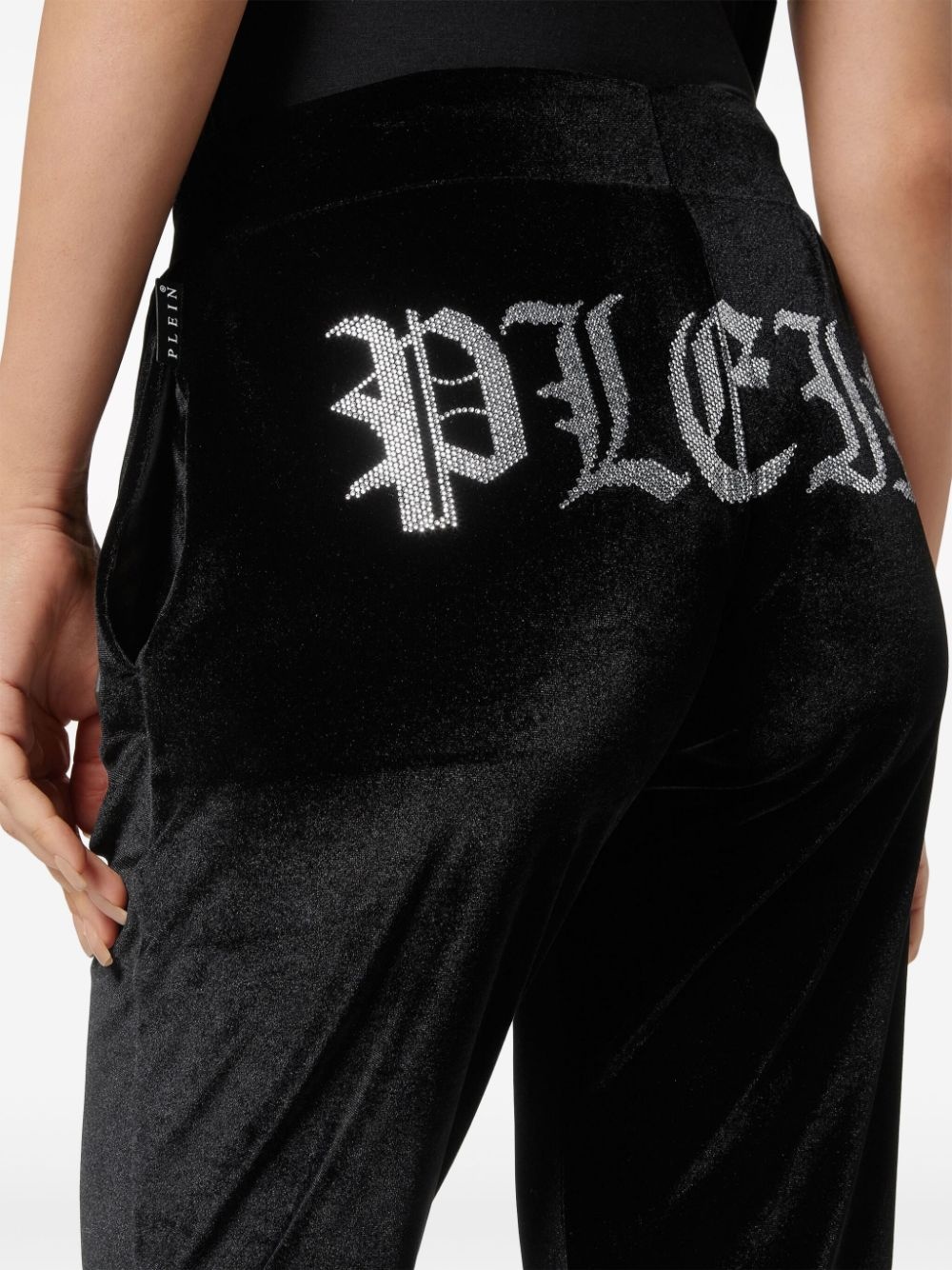 logo-embellished velvet track pants - 5