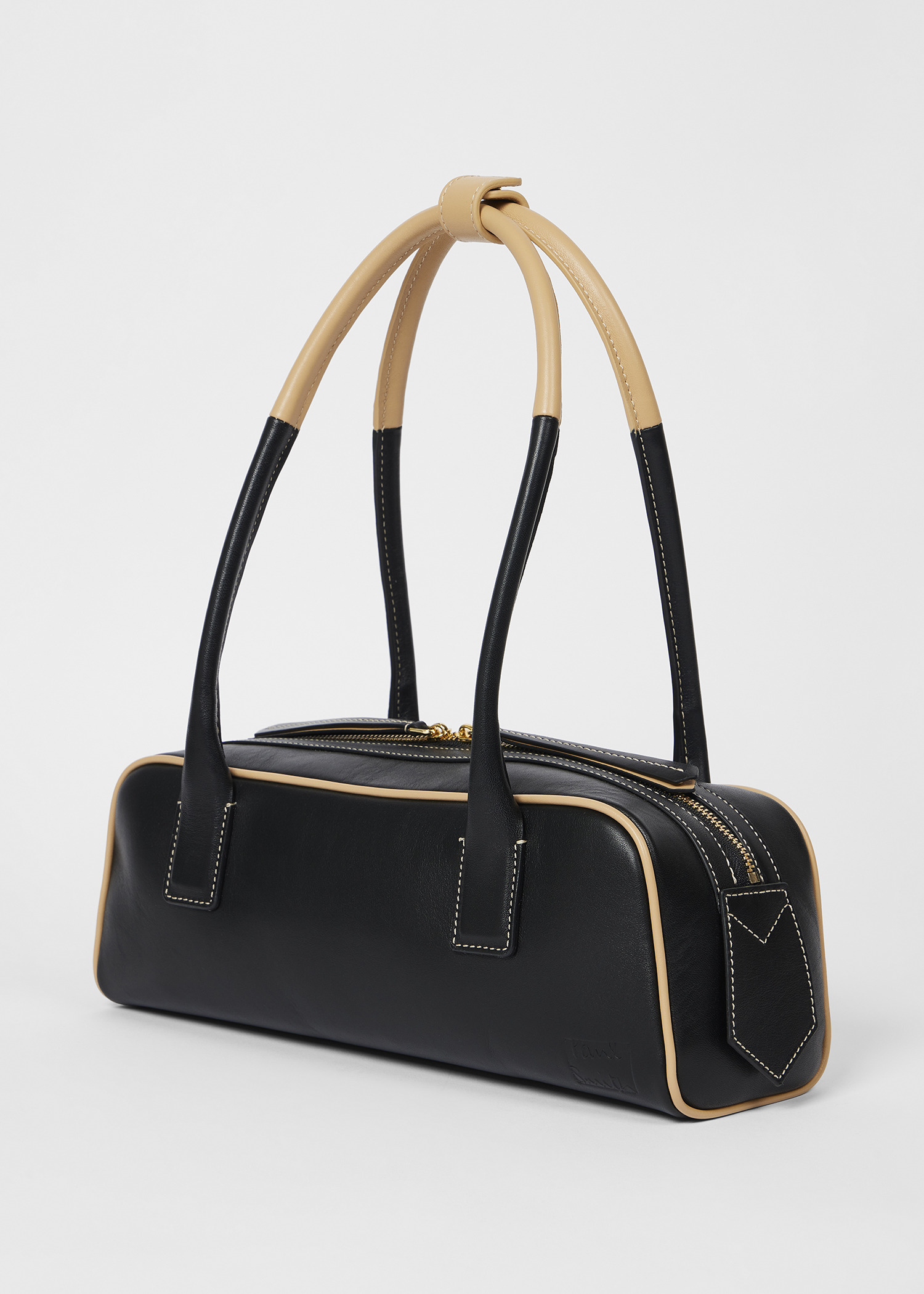 Women's Black Leather Top Handle Shoulder Bag - 2
