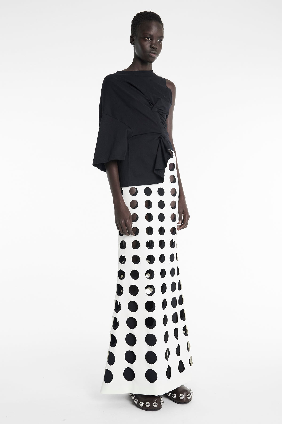 KNOTTED JERSEY TOP BLACK - 6