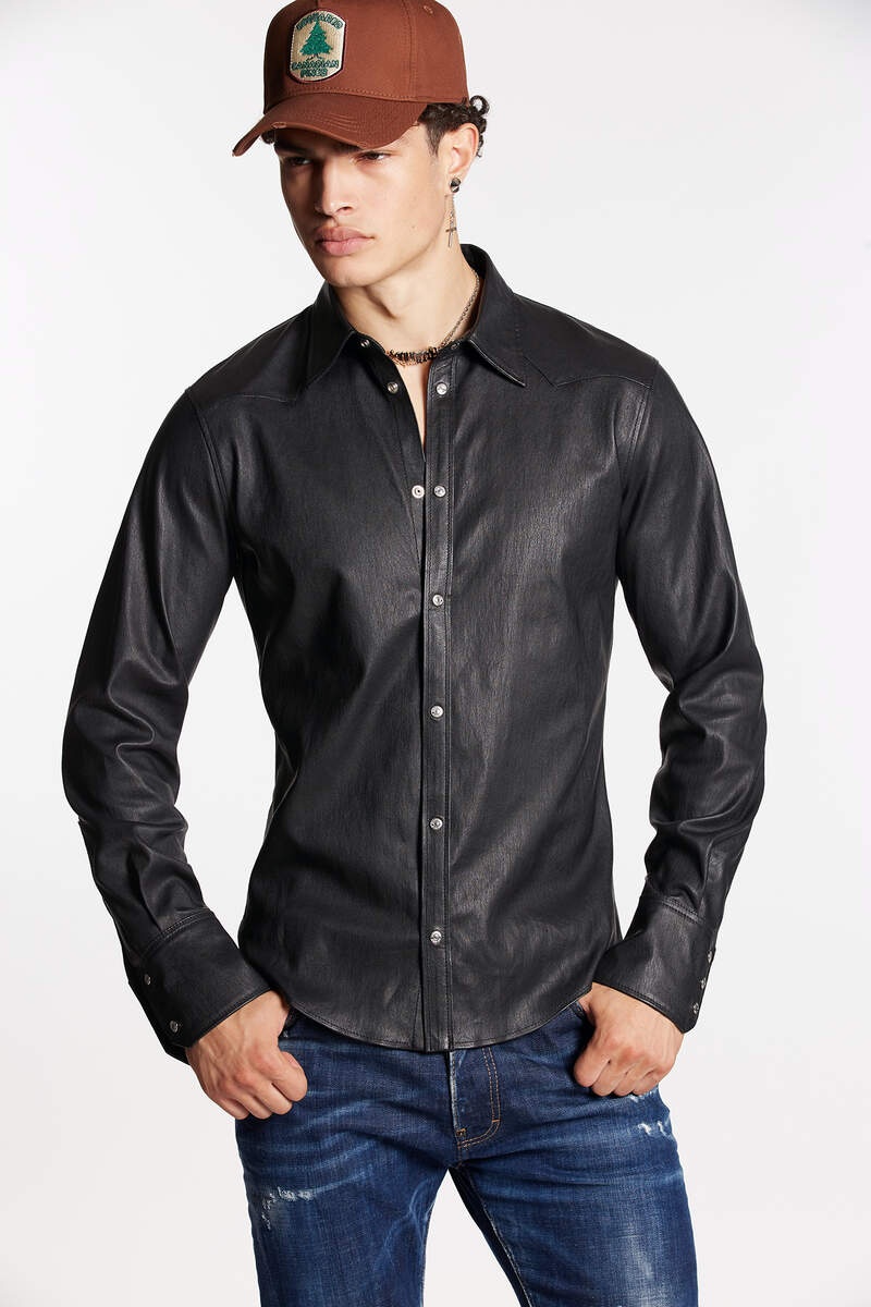 LEATHER CLASSIC WESTERN SLIM SHIRT - 3