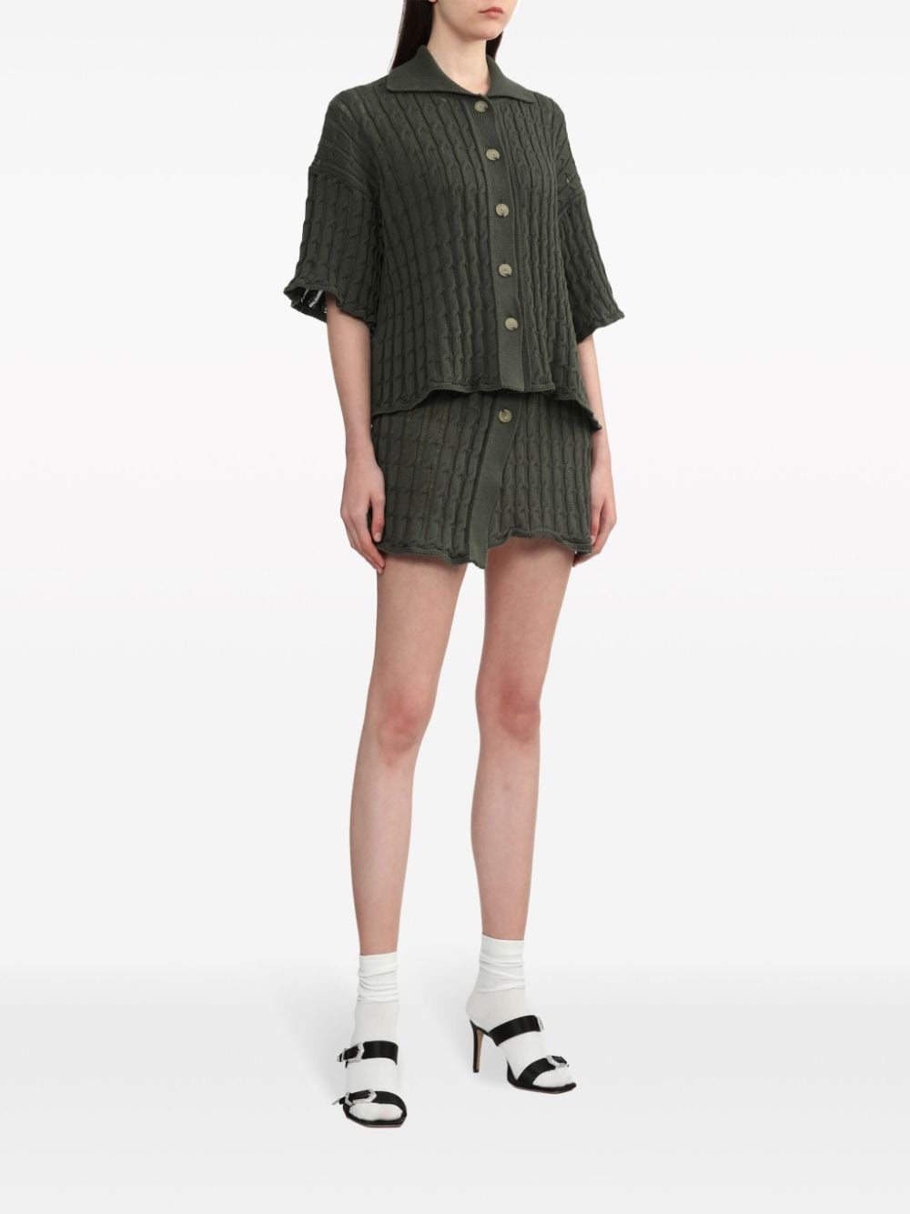 cable-knit cotton top - 2