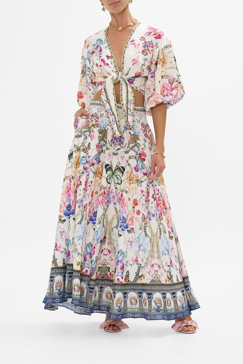 CAMILLA TIE FRONT PUFF SLEEVE TOP outlook