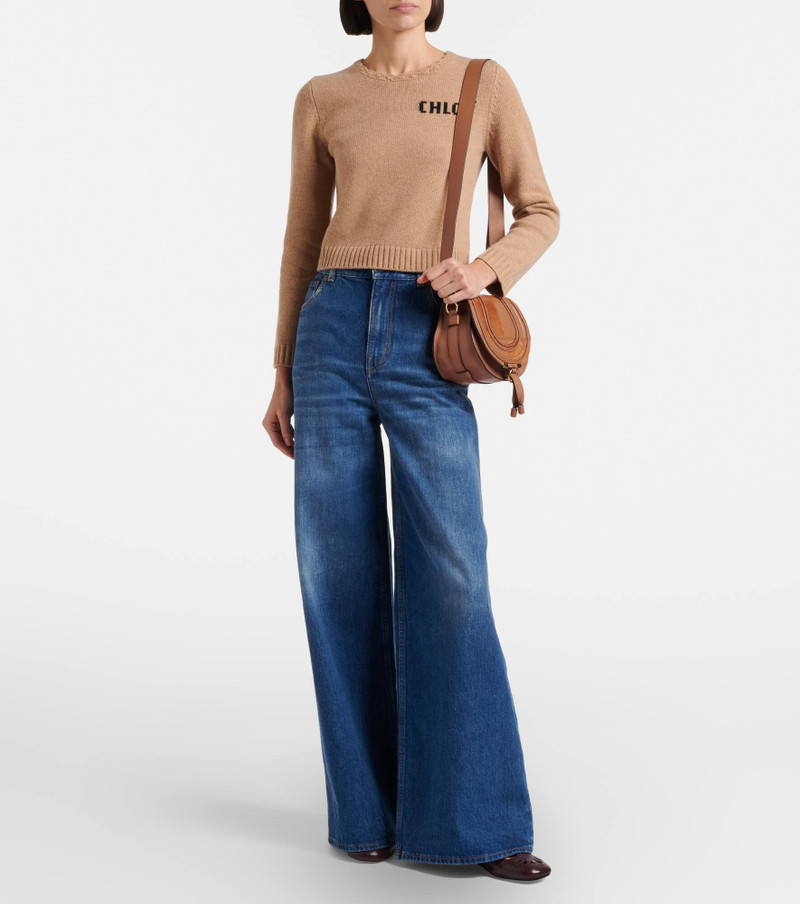 Chloé Marcie Small leather and suede crossbody bag outlook