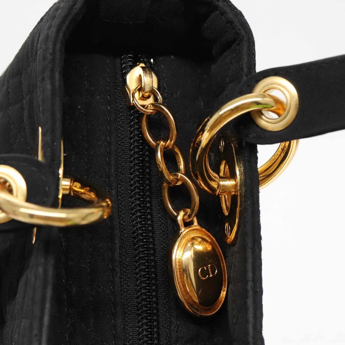 DIOR Canage Hand Bag Nylon Black Gold - 10