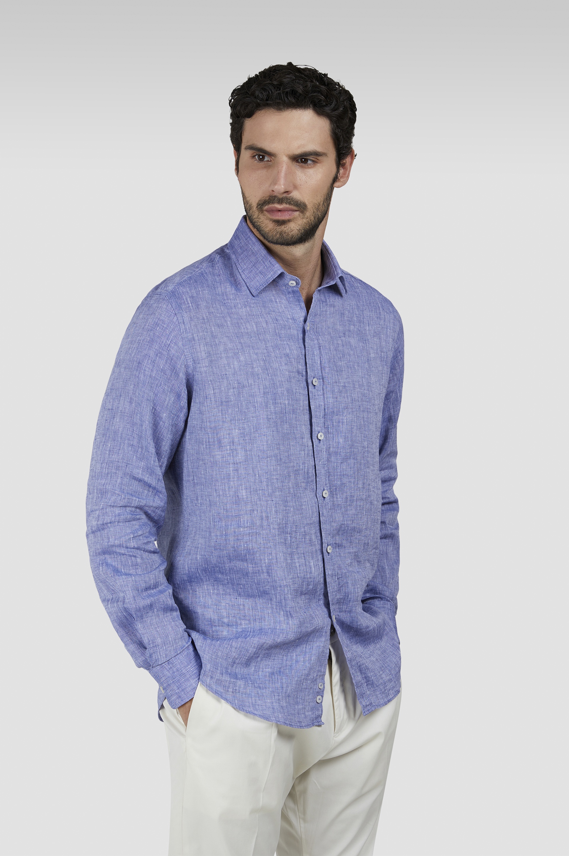 LINEN SHIRT WITH FRENCH COLLAR - 6