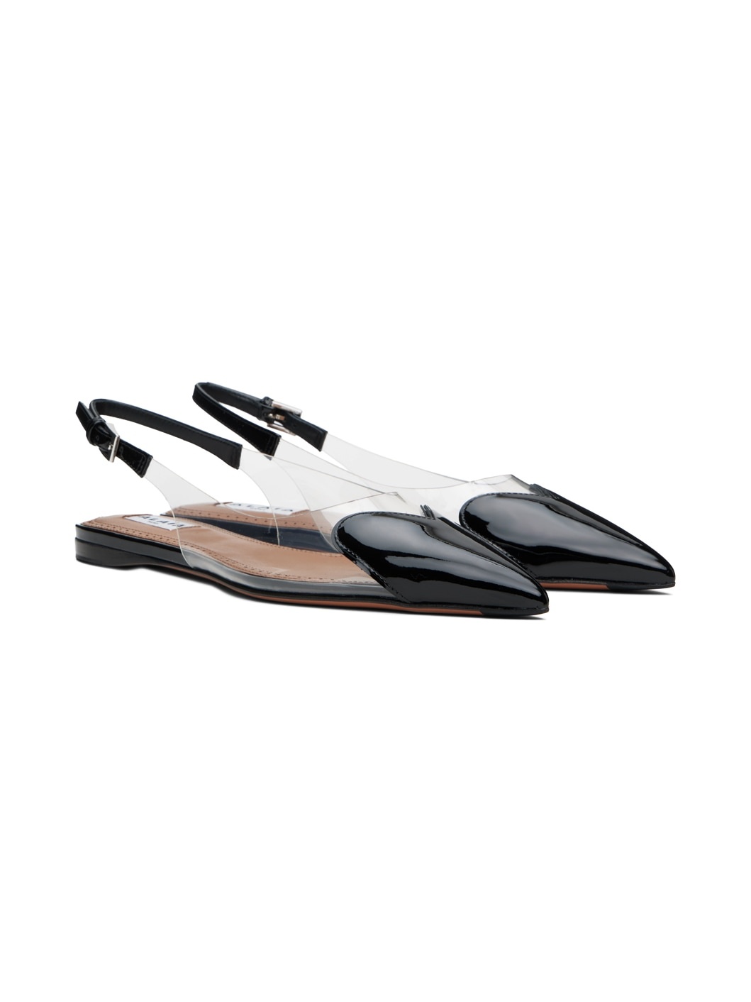 Black 'Le Cœur' Slingback Ballerina Flats - 4