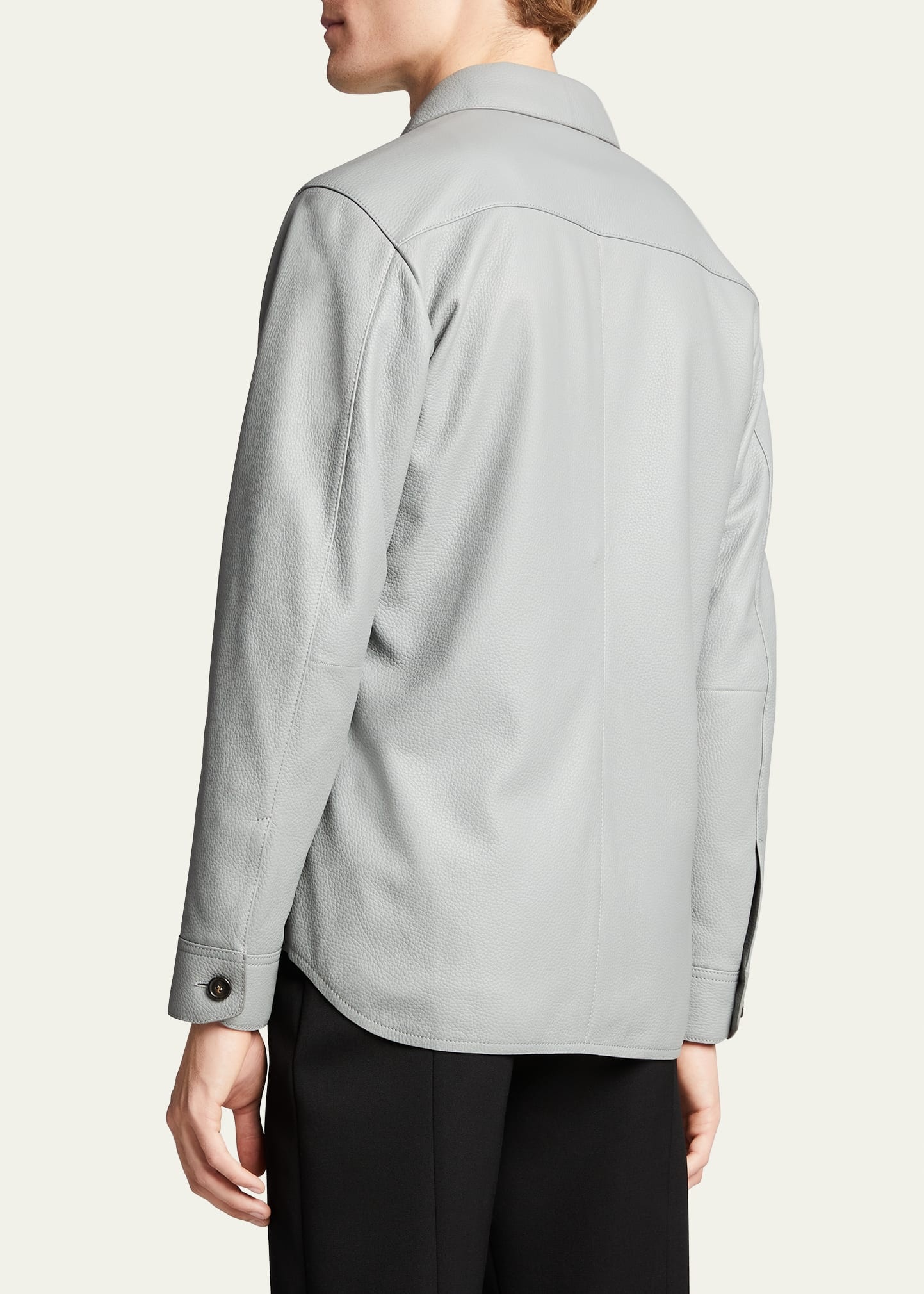 Men's Solid Deerskin Shirt Jacket - 3