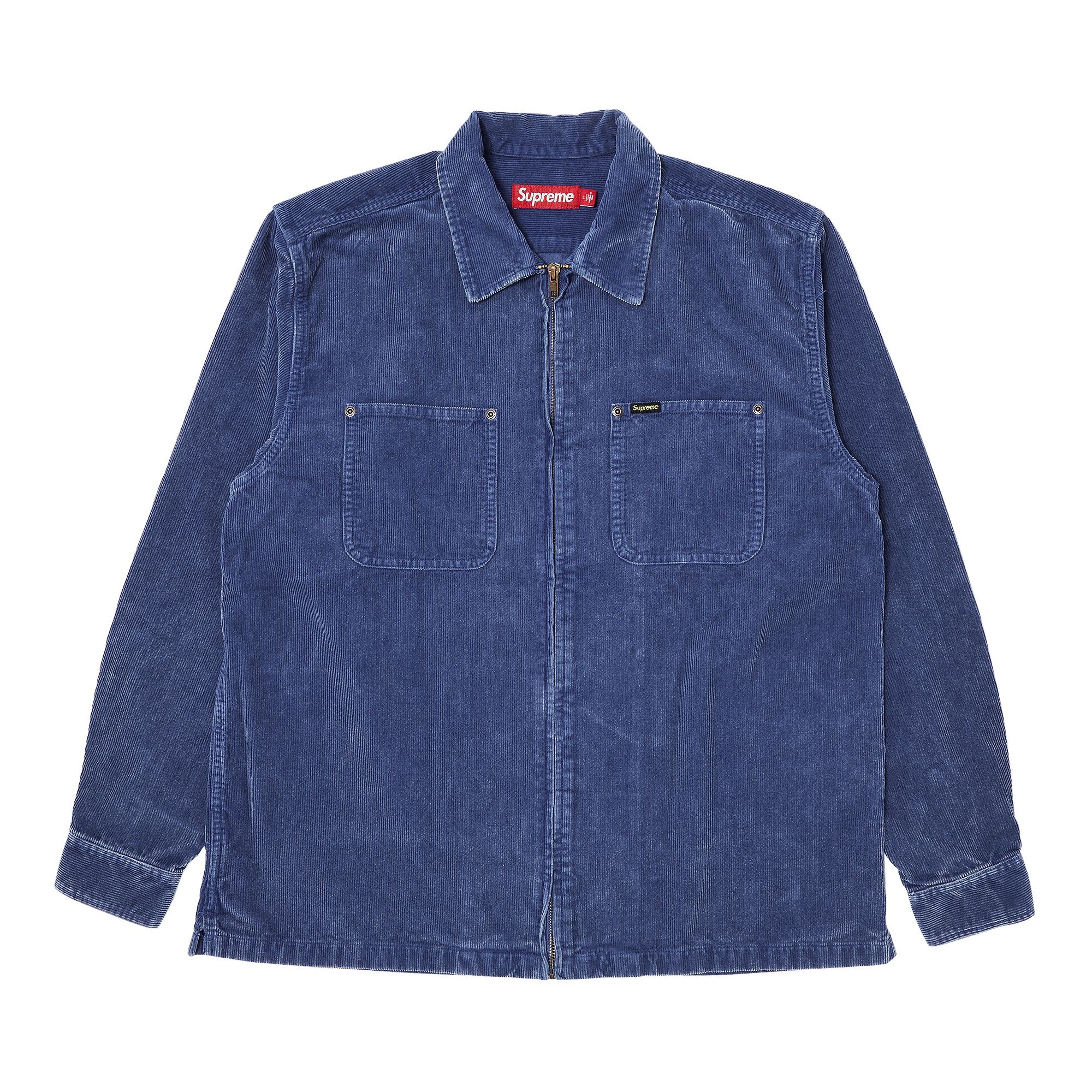 Supreme Washed Corduroy Zip Up Shirt 'Blue' - 1