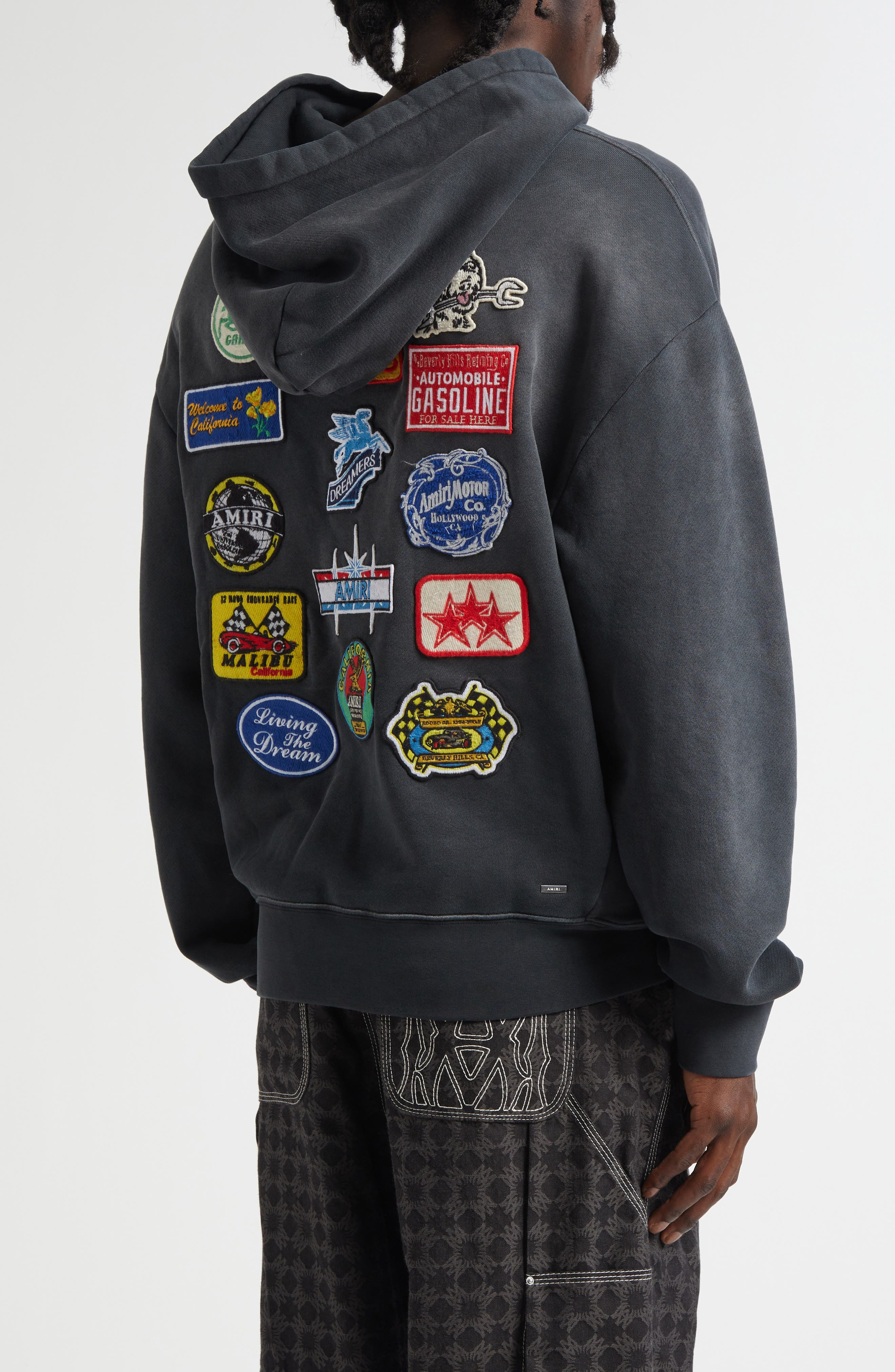 AMIRI Station Patch Oversize Hoodie in Black at Nordstrom - 3