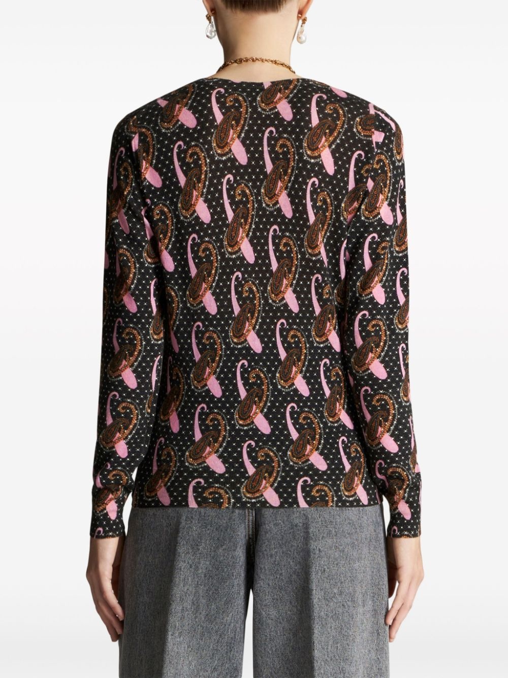 paisley-print virgin wool top - 3