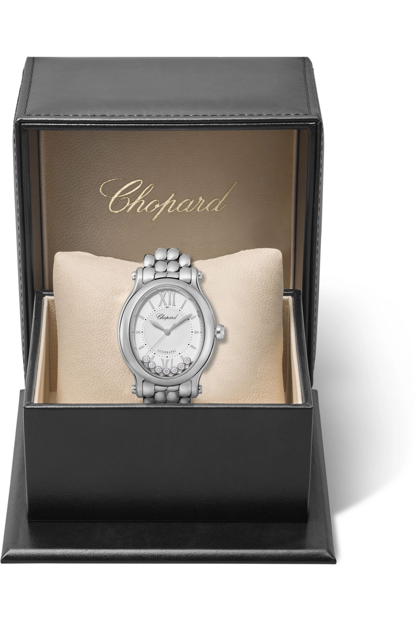 Happy Sport Oval Automatic 29mm stainless steel and diamond watch - 8