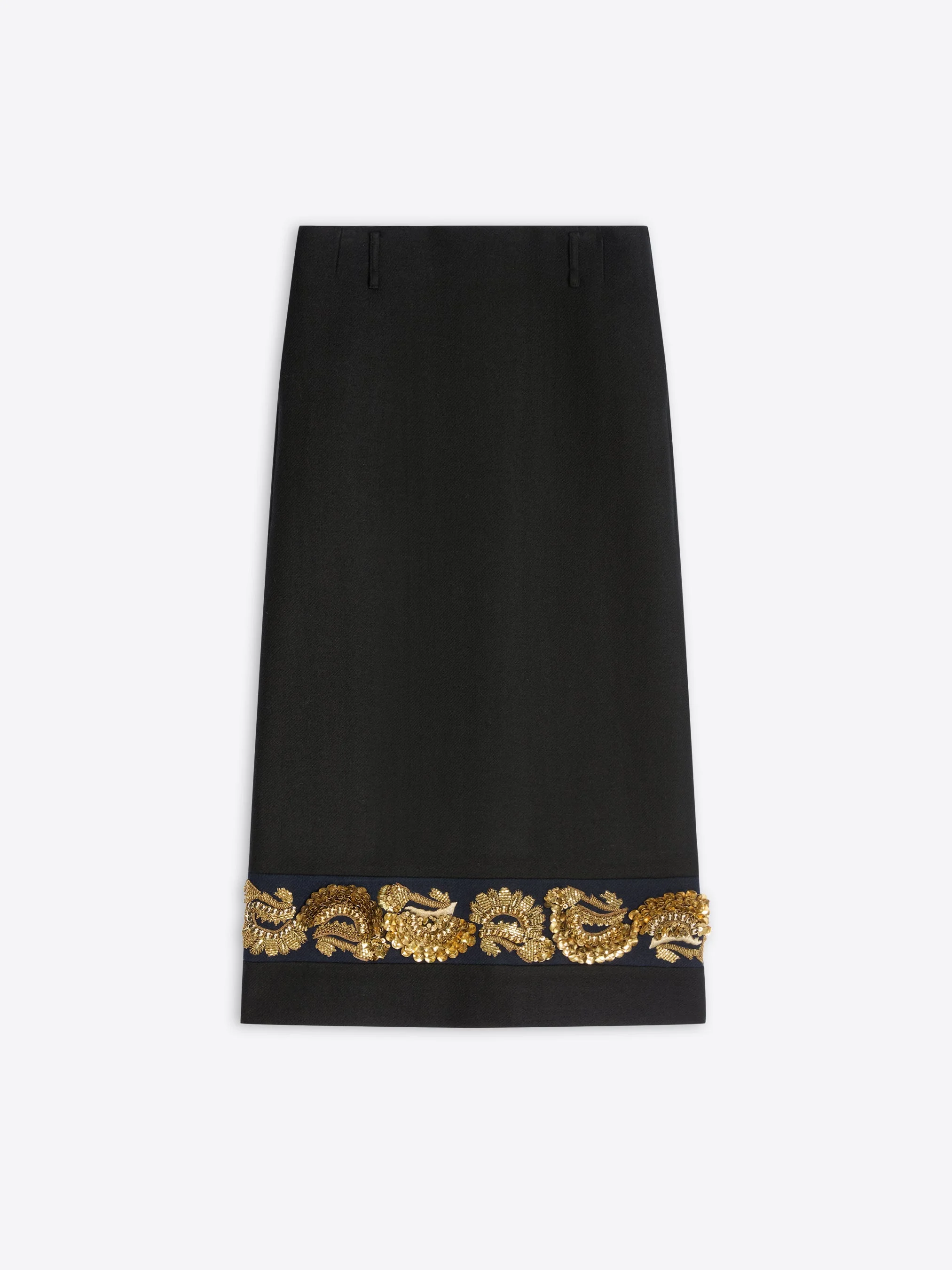 LONG EMBROIDERED WOOL SKIRT - 1