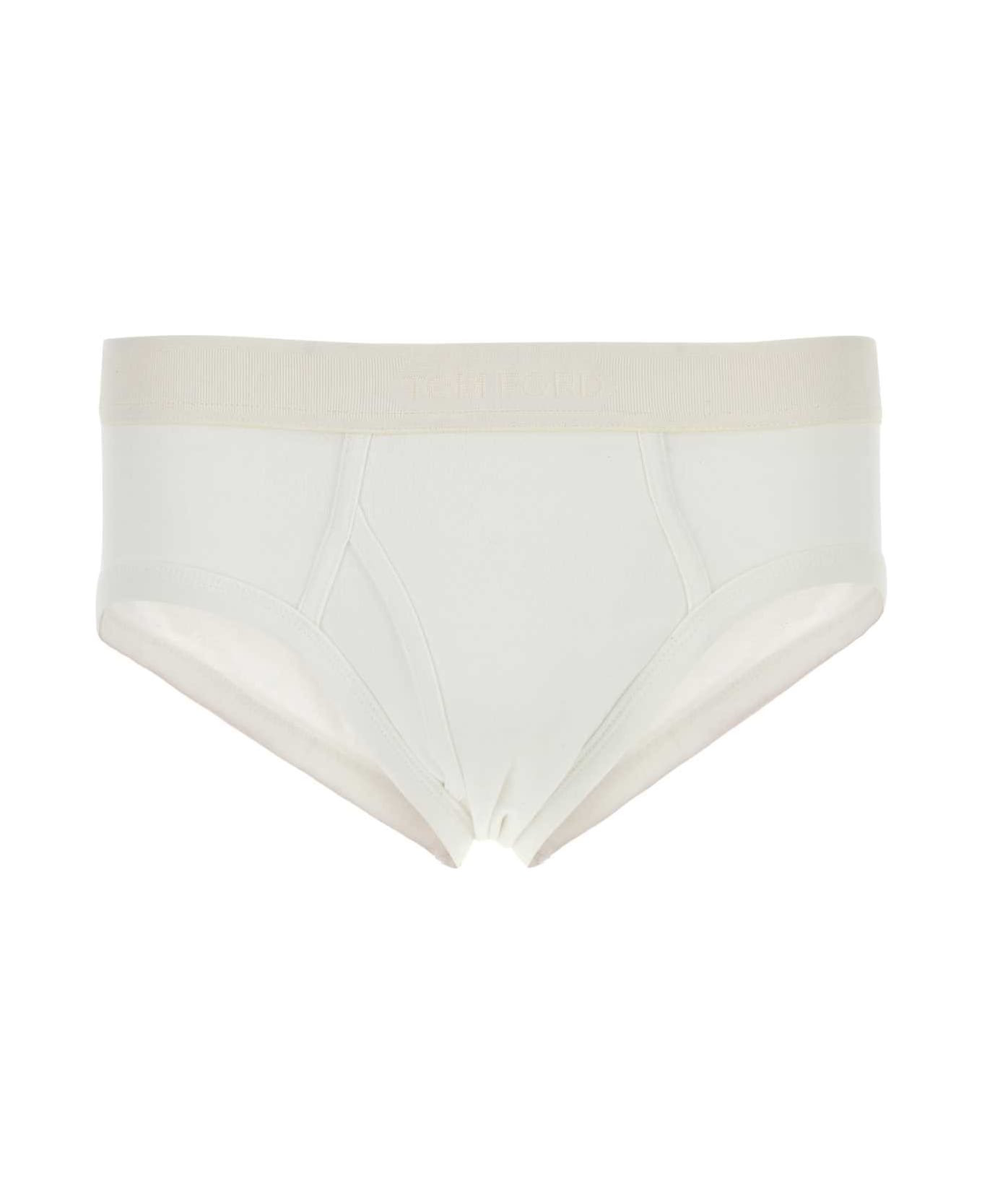 White Stretch Cotton Slip - 1