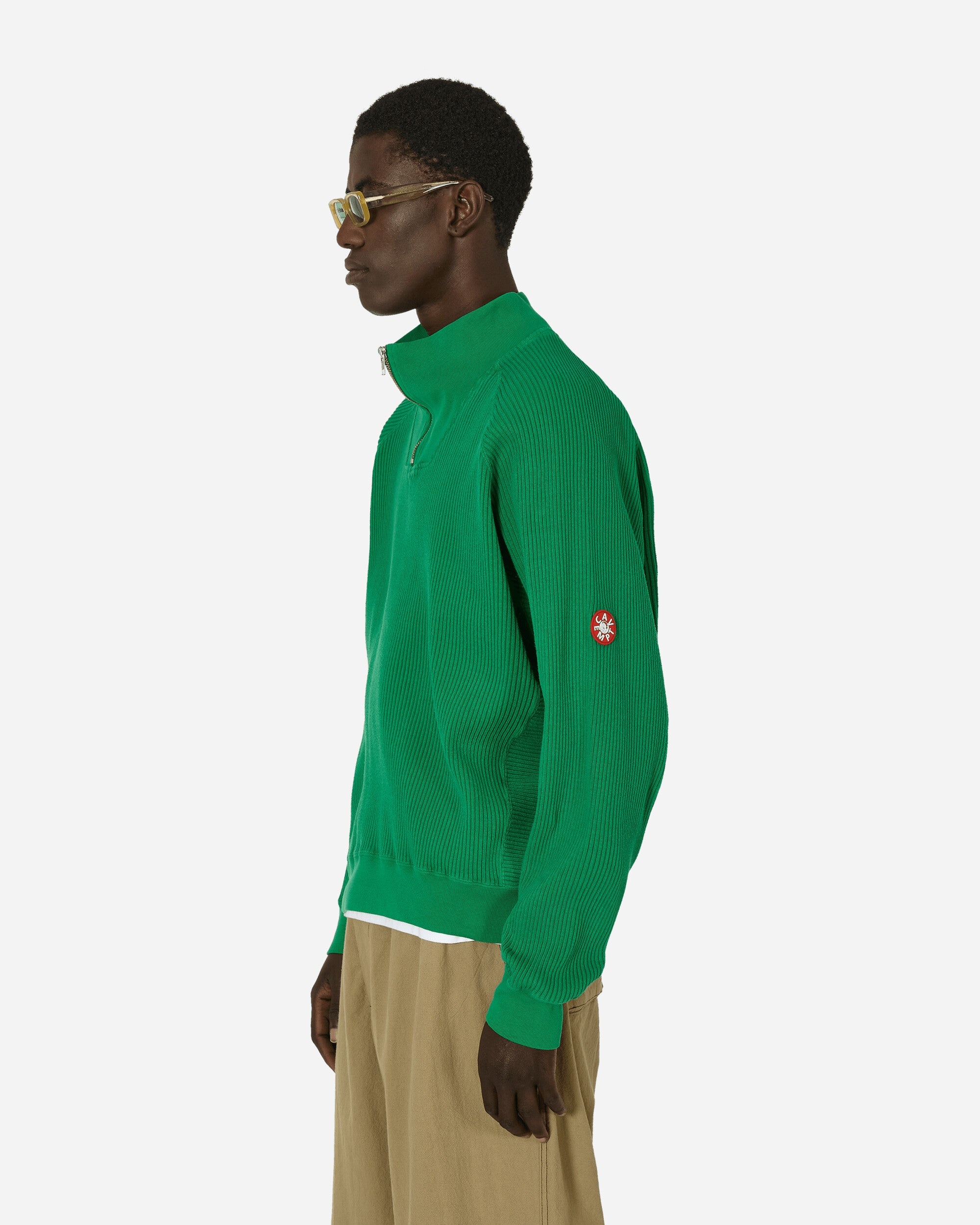 Overdye Wide Rib Cut Half Zip Sweatshirt Green - 2