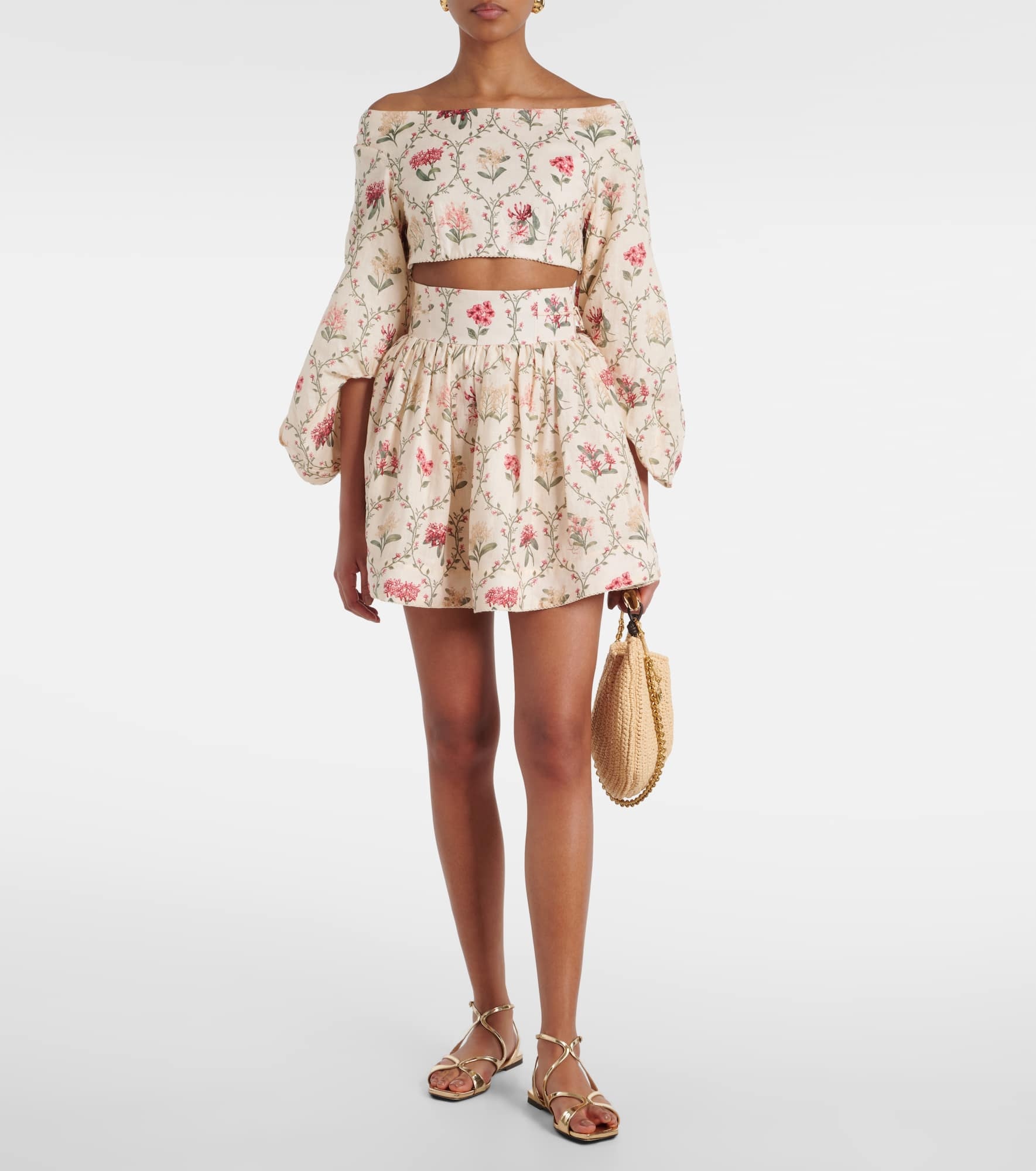 Floral linen miniskirt - 2