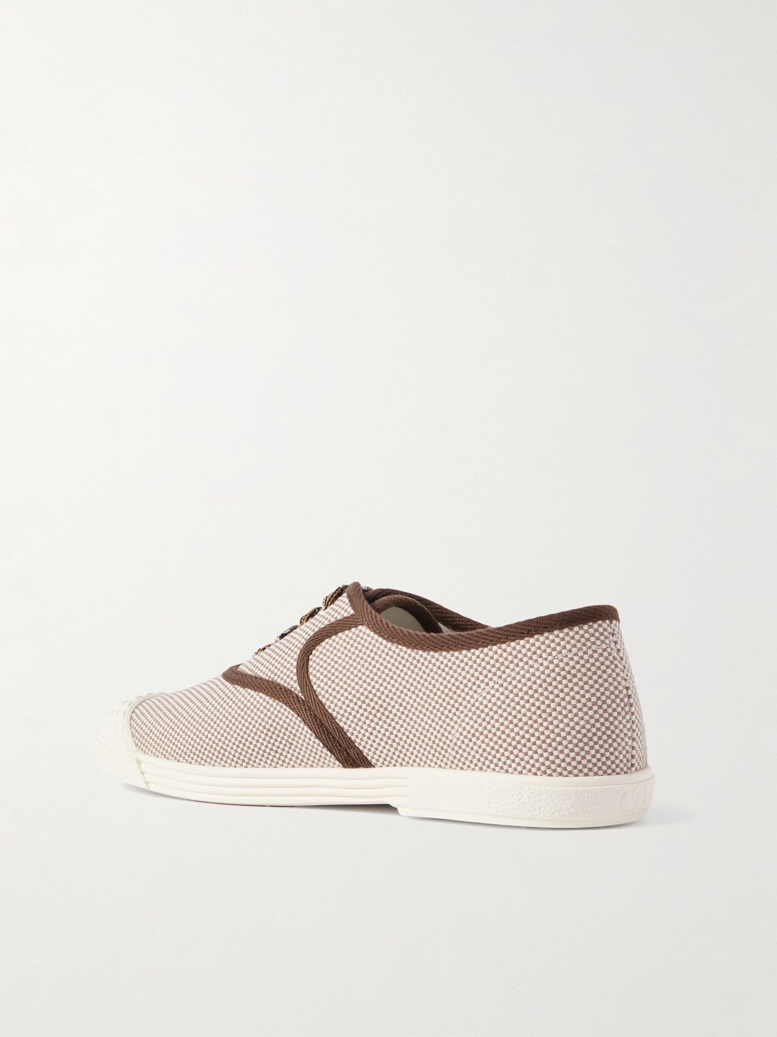 Bay By Bay Webbing-Trimmed Checked Canvas Sneakers Neutral - 4