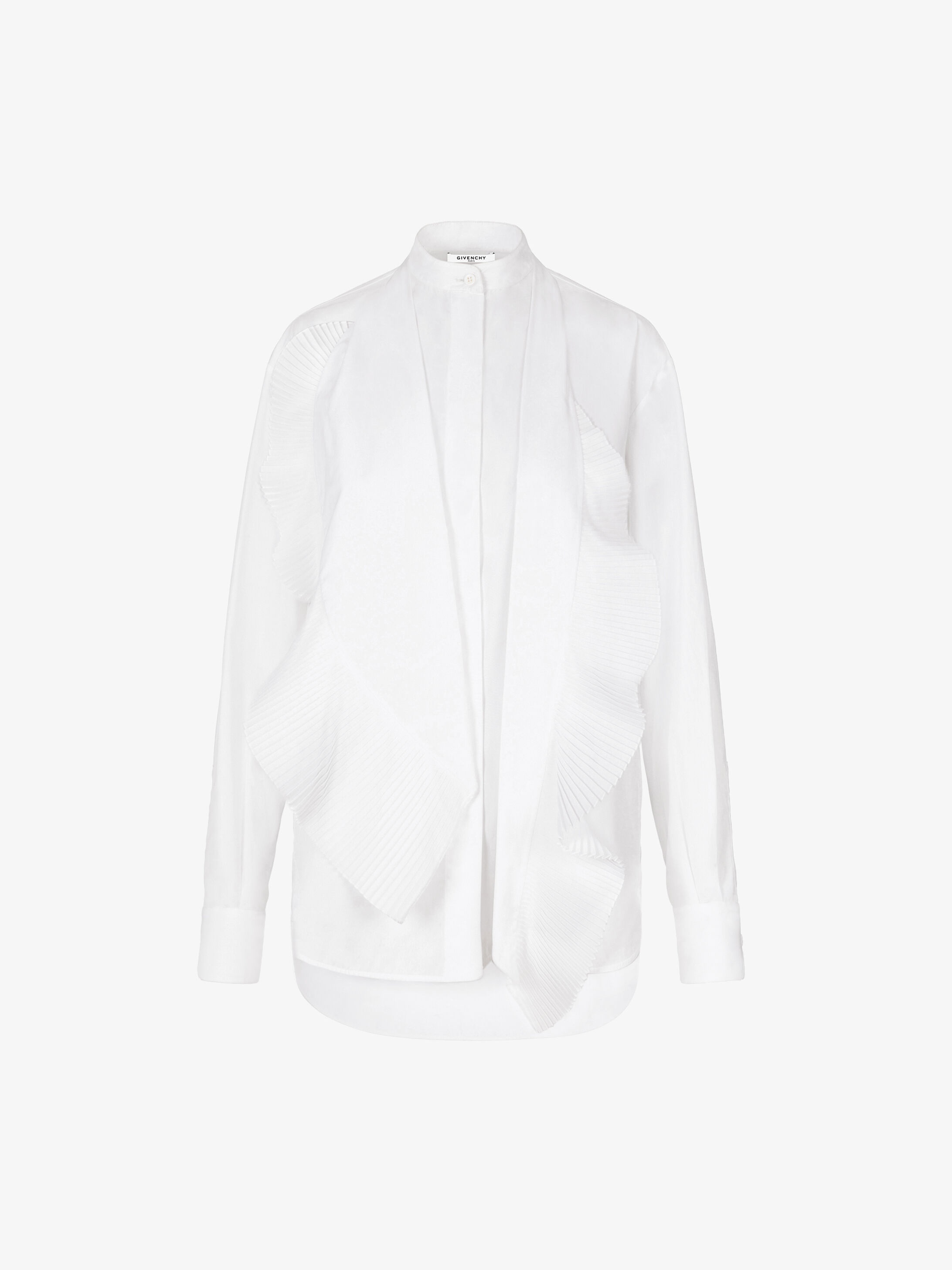 Shirt in poplin with pleated scarf collar - 4