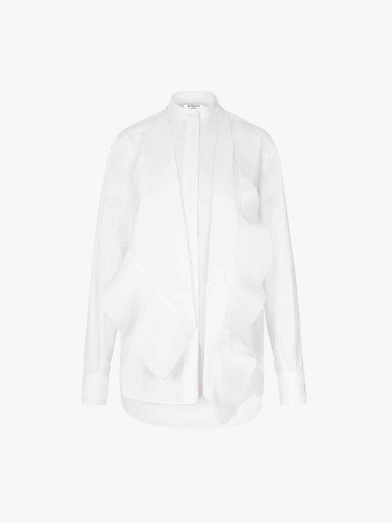 Shirt in poplin with pleated scarf collar 4