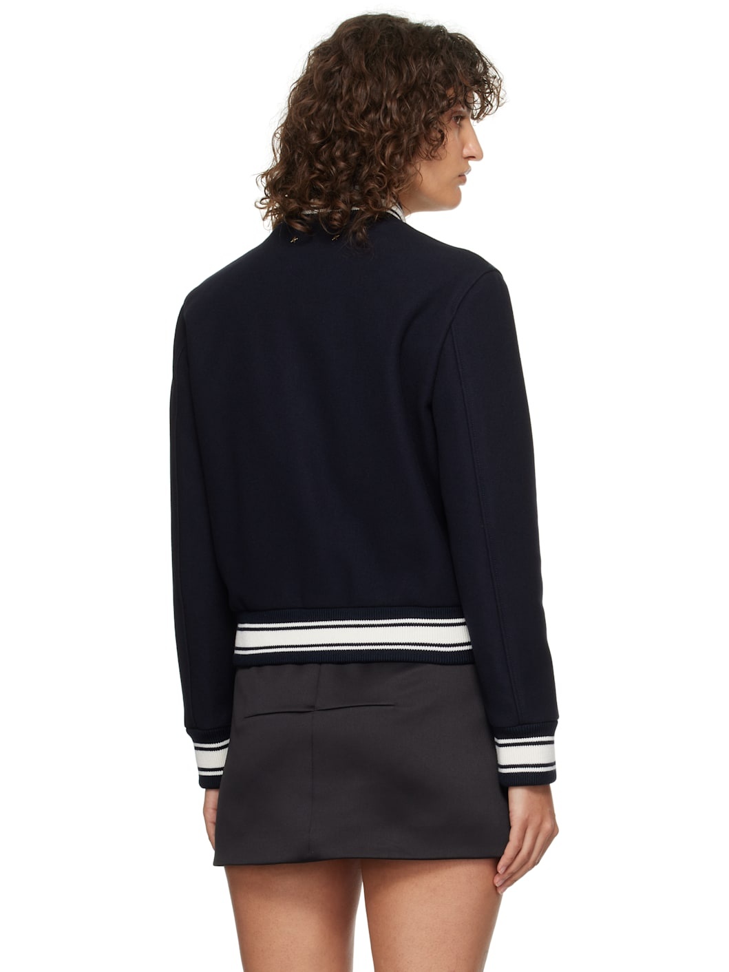 Navy Embroidered Bomber Jacket - 3