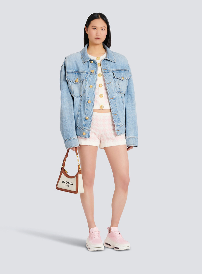 Balmain Houndstooth print high-waisted tweed shorts outlook