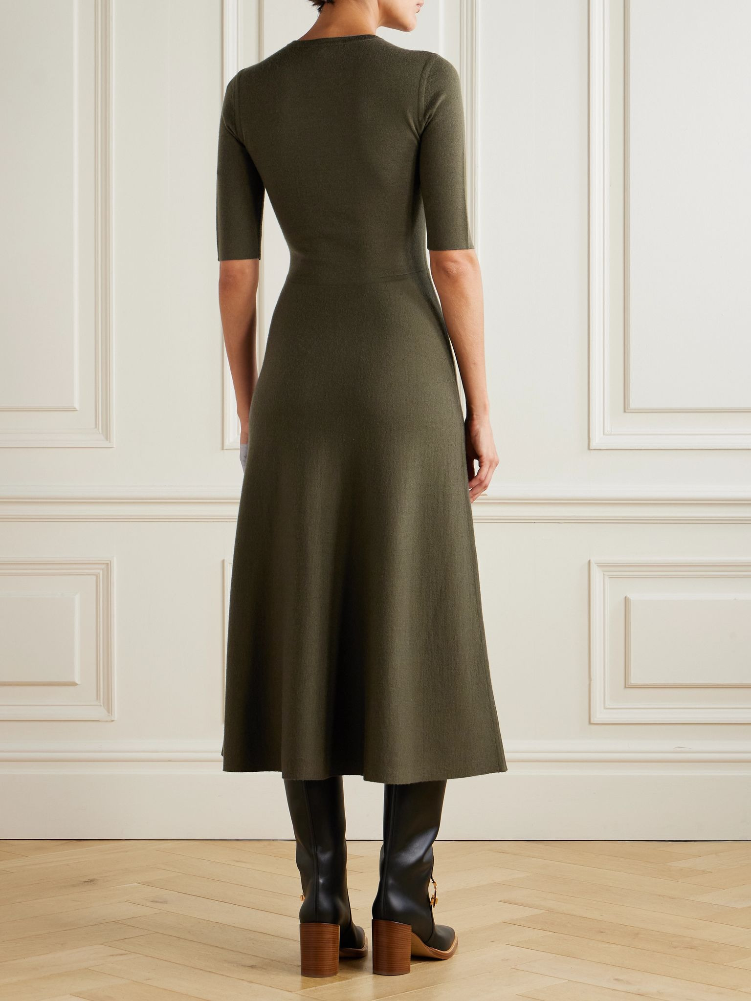 Seymore wool, cashmere and silk-blend midi dress Green - 3