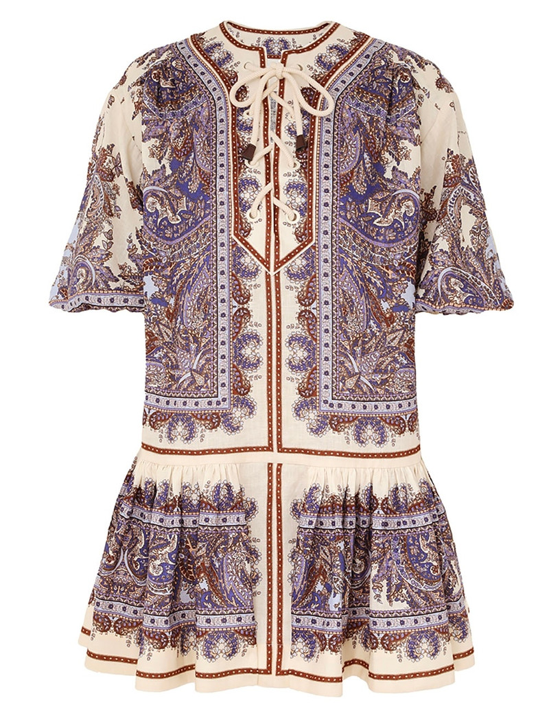 Zimmermann OTTIE EYELET MINI DRESS - 1293DSS242PPSLY | REVERSIBLE
