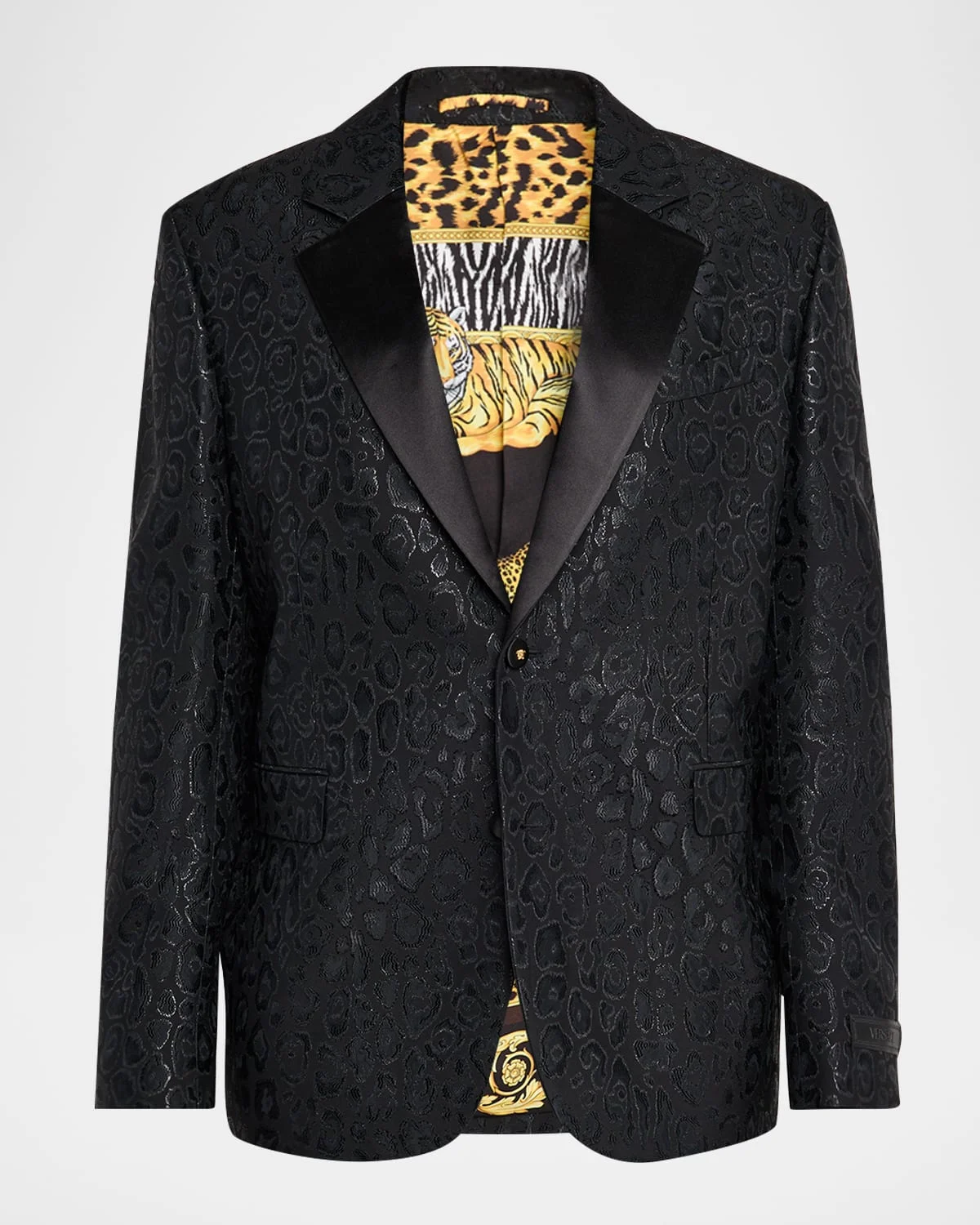 Men's Leopard Jacquard Single-Breasted Blazer - 1