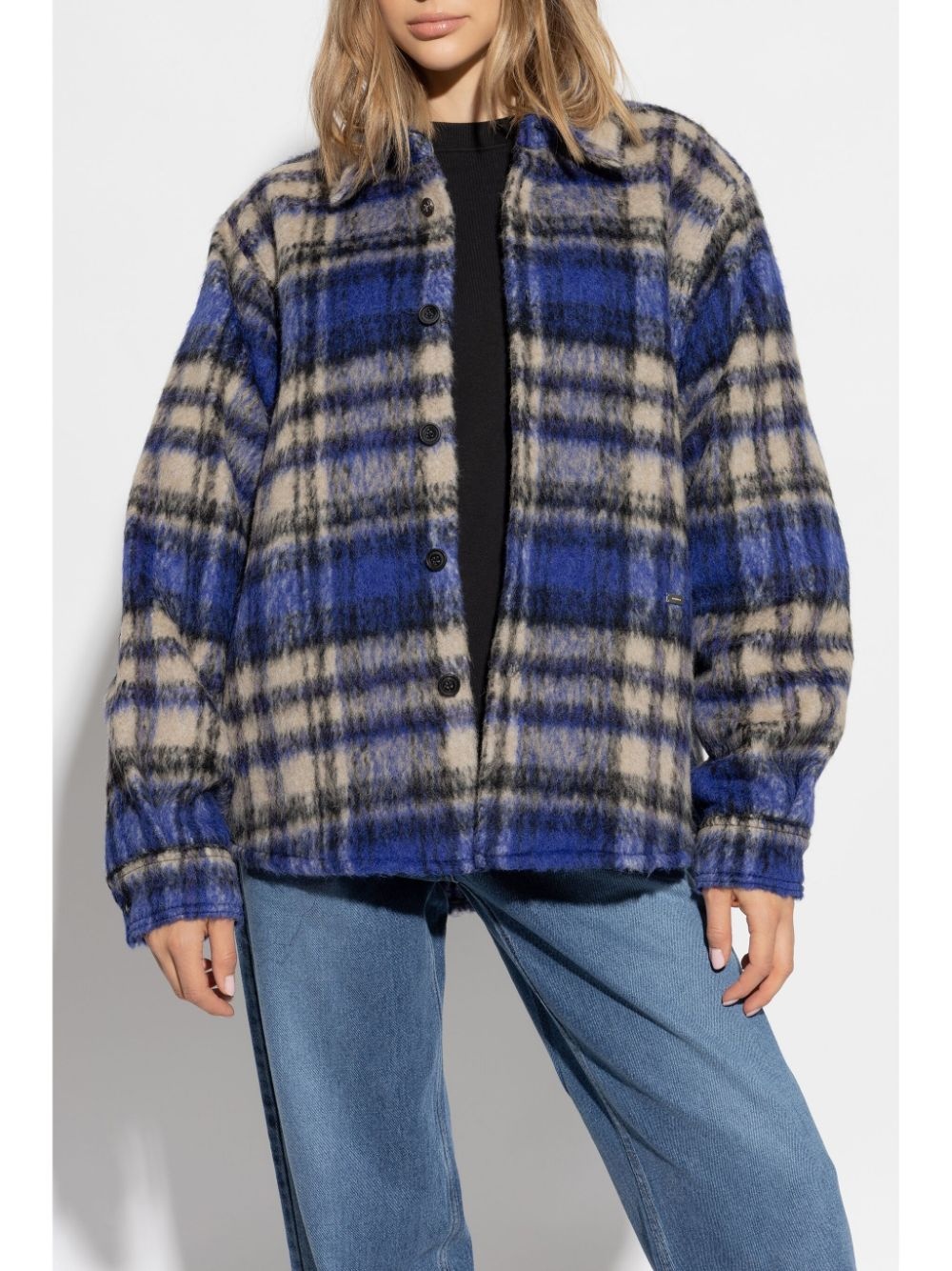 check-pattern shirt jacket - 3