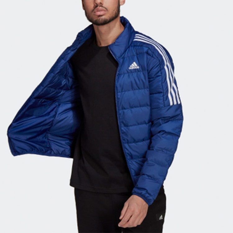 Men's adidas Ess Down Sports Stay Warm Stand Collar With Down Feather Blue Jacket GT9173 - 2