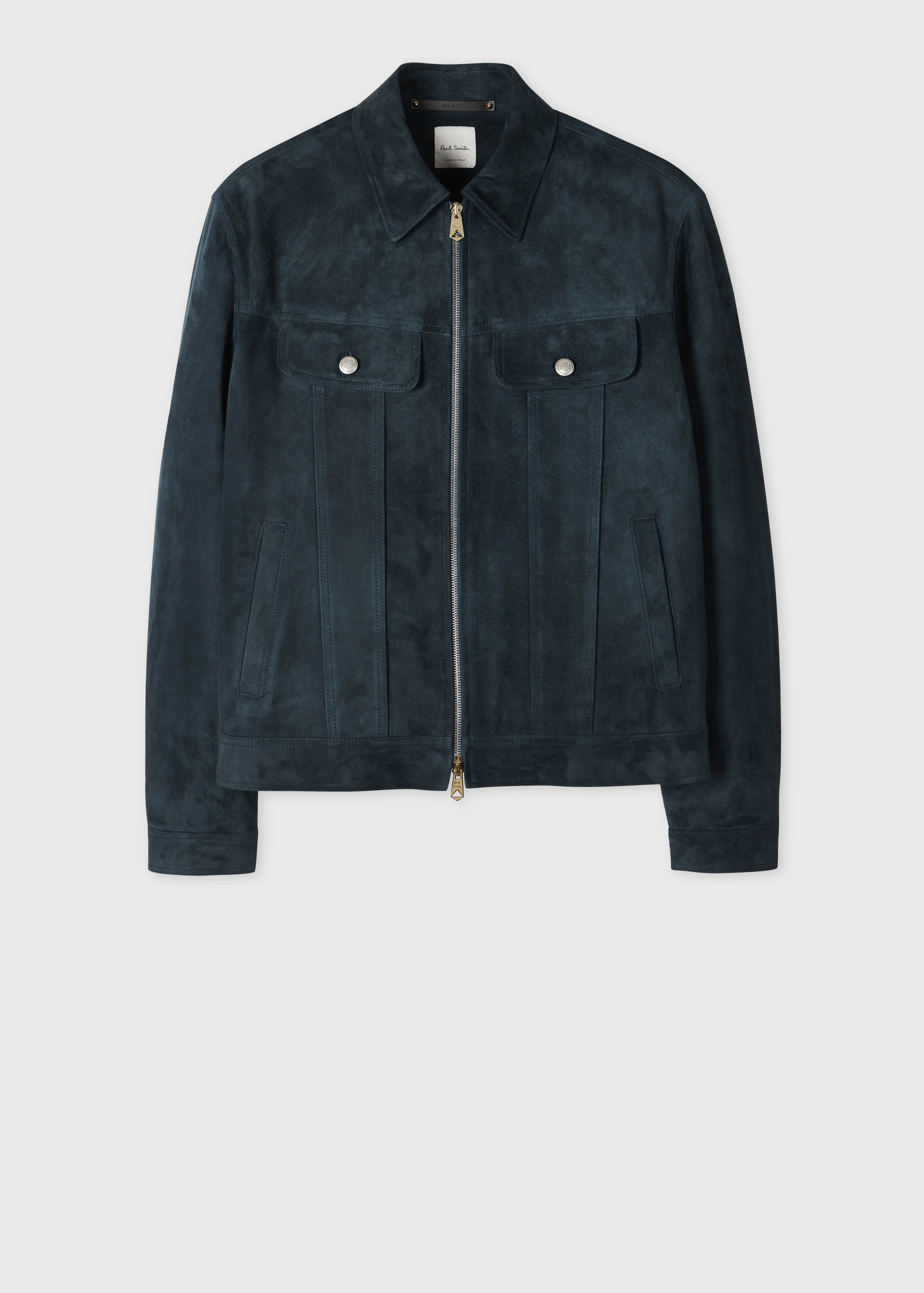 Dark Teal Suede Trucker Jacket - 1