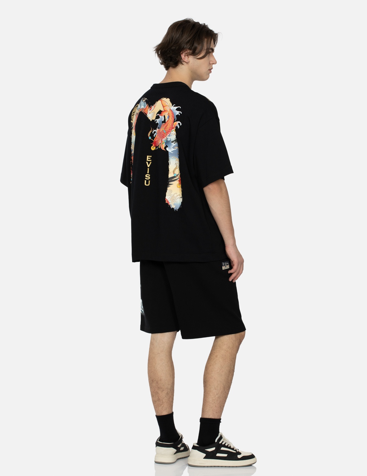 CRANE AND THE GREAT WAVE PRINT RELAX FIT SWEAT SHORTS - 4