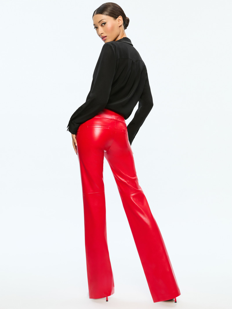 Alice + Olivia OLIVIA LOW RISE VEGAN LEATHER BOOTCUT PANT outlook