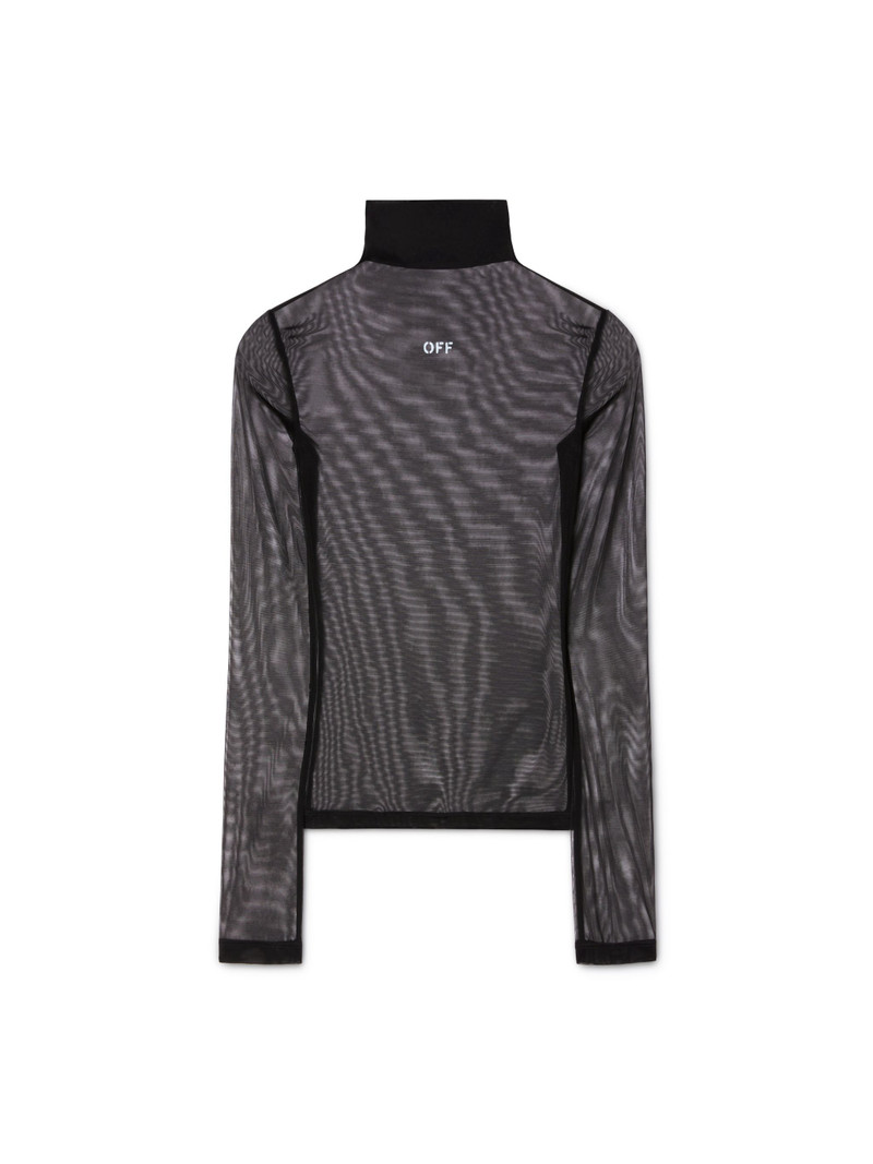 Black Mesh Long-sleeved Top - 1