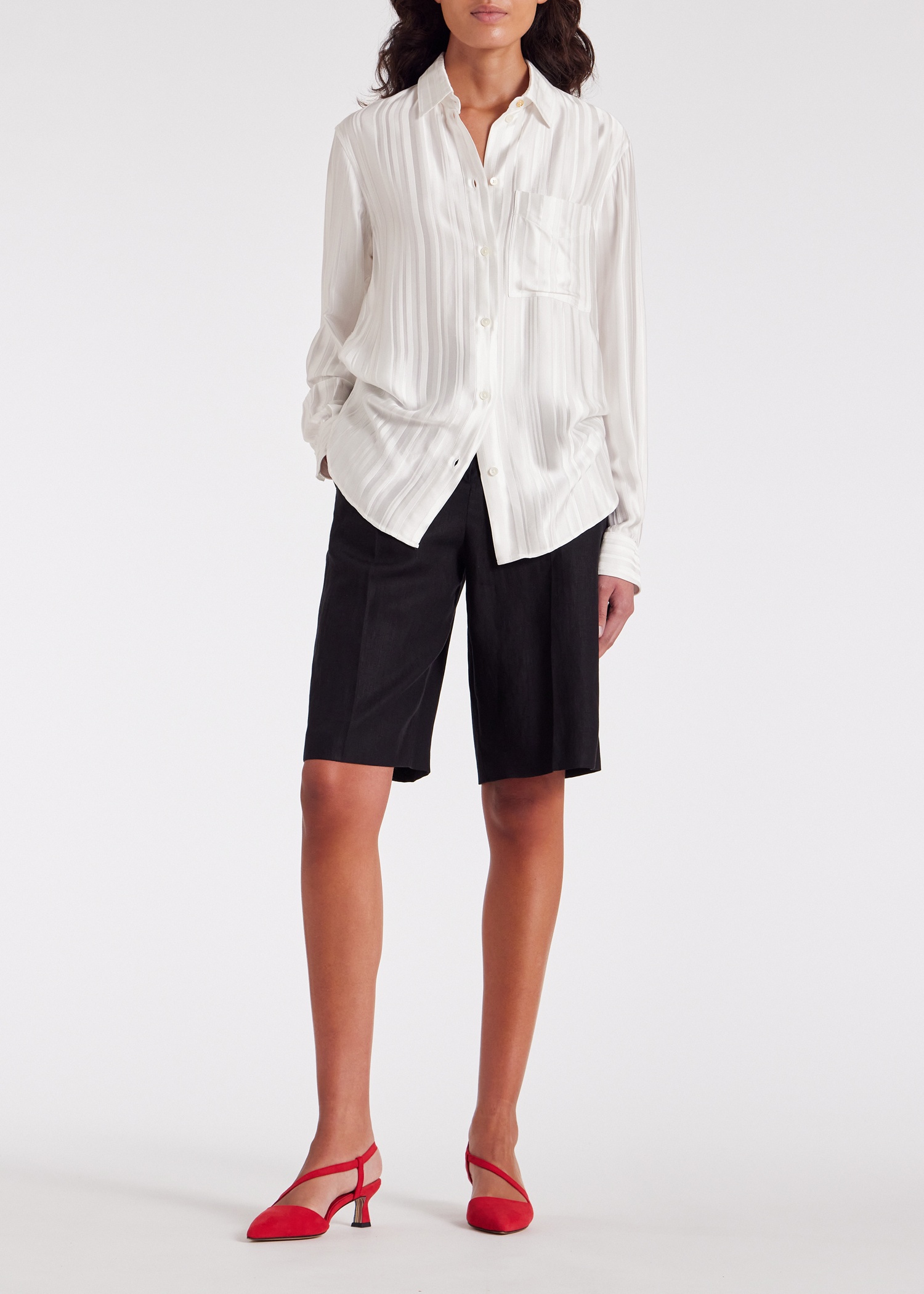 Women's White 'Shadow Stripe' Shirt - 4