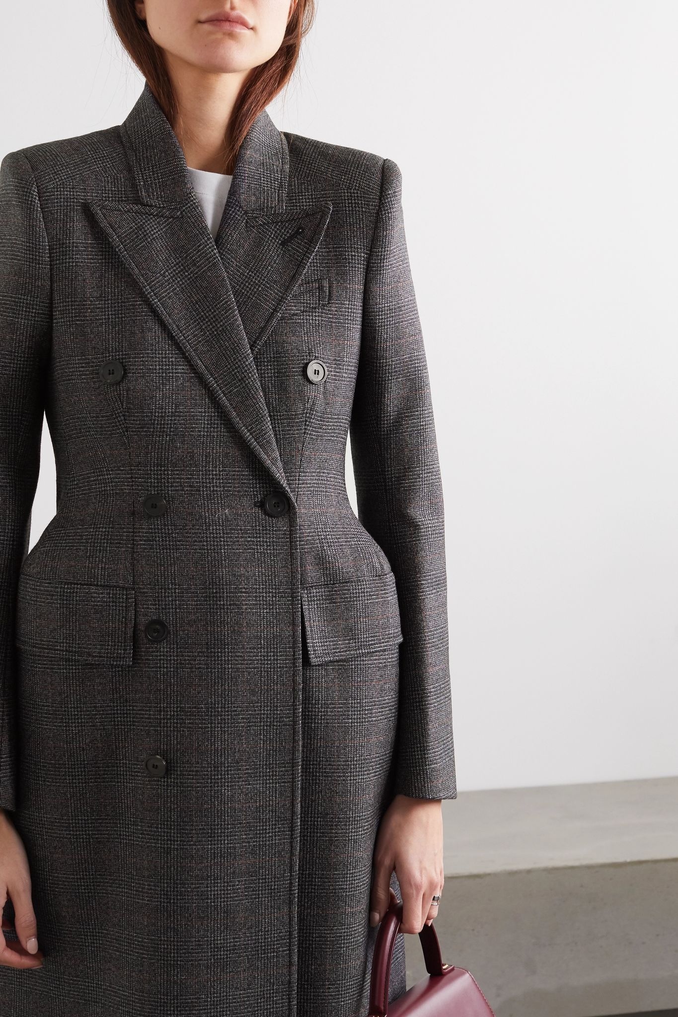 Double-breasted Prince of Wales checked wool coat - 3