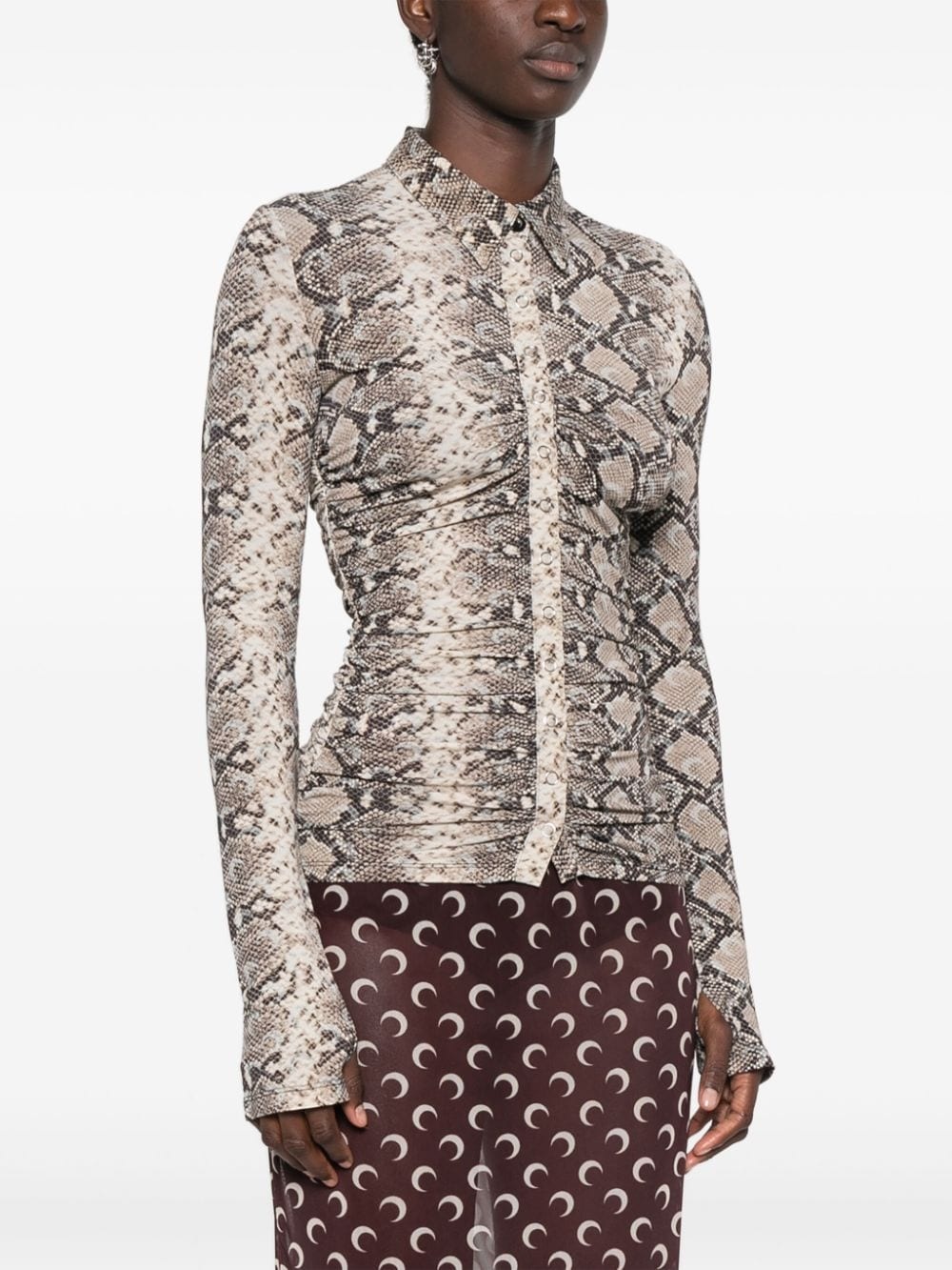 python-print draped blouse - 3