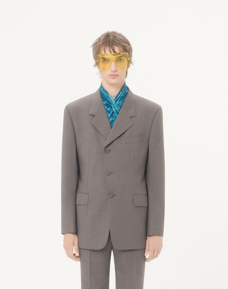 VALENTINO SINGLE-BREASTED JACKET IN DIAGONAL MELANGE WOOL WITH KNOT DETAIL 4